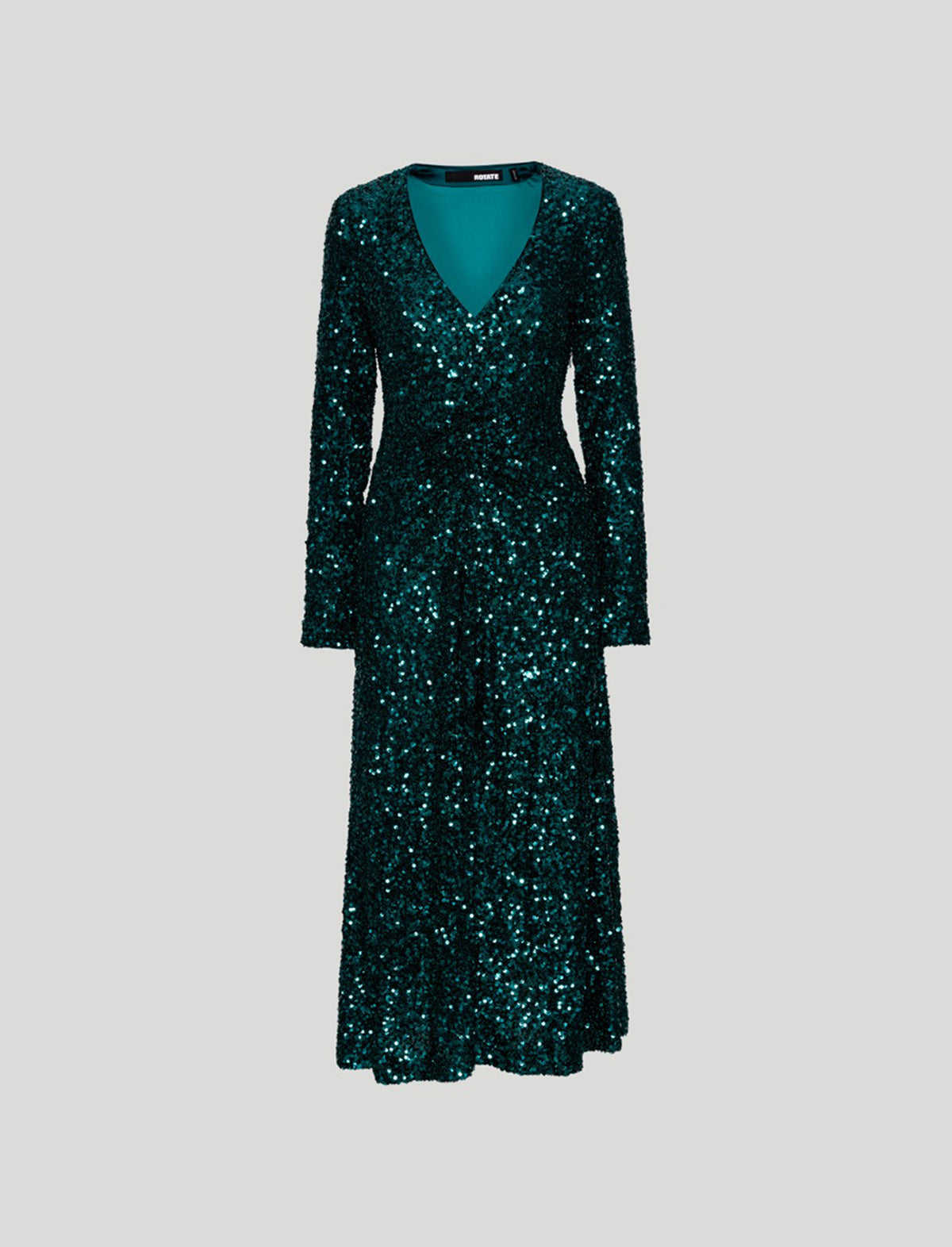ROTATE Holiday Sierra Sequin Slit Dress in Teal