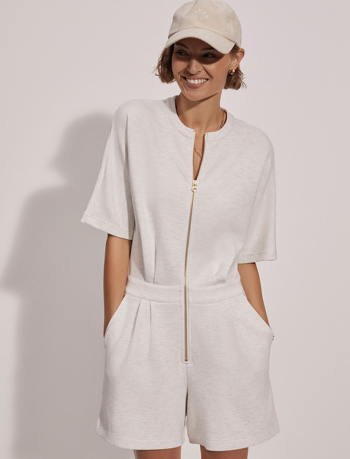 VARLEY DoubleSoft™️ Orlando Playsuit in Ivory Marl