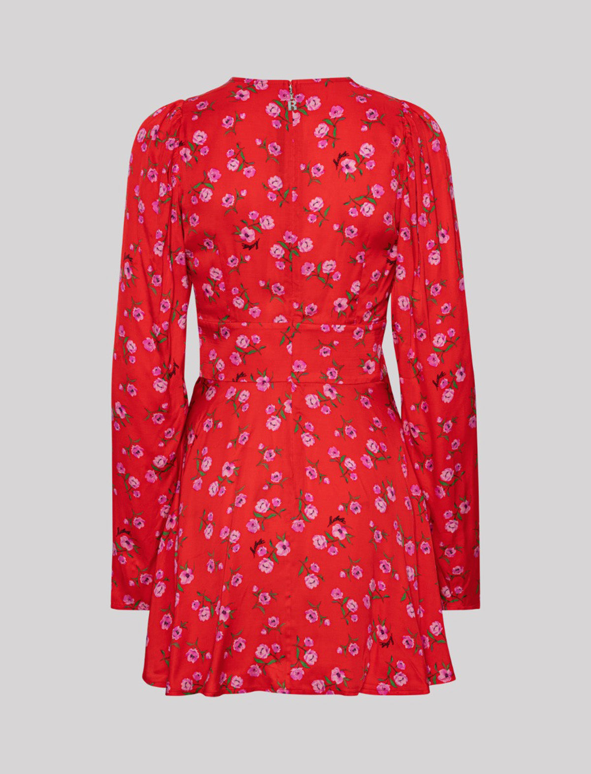 ROTATE Birger Christensen Printed V-Neck Mini Dress In Wildeve Risk Red Print