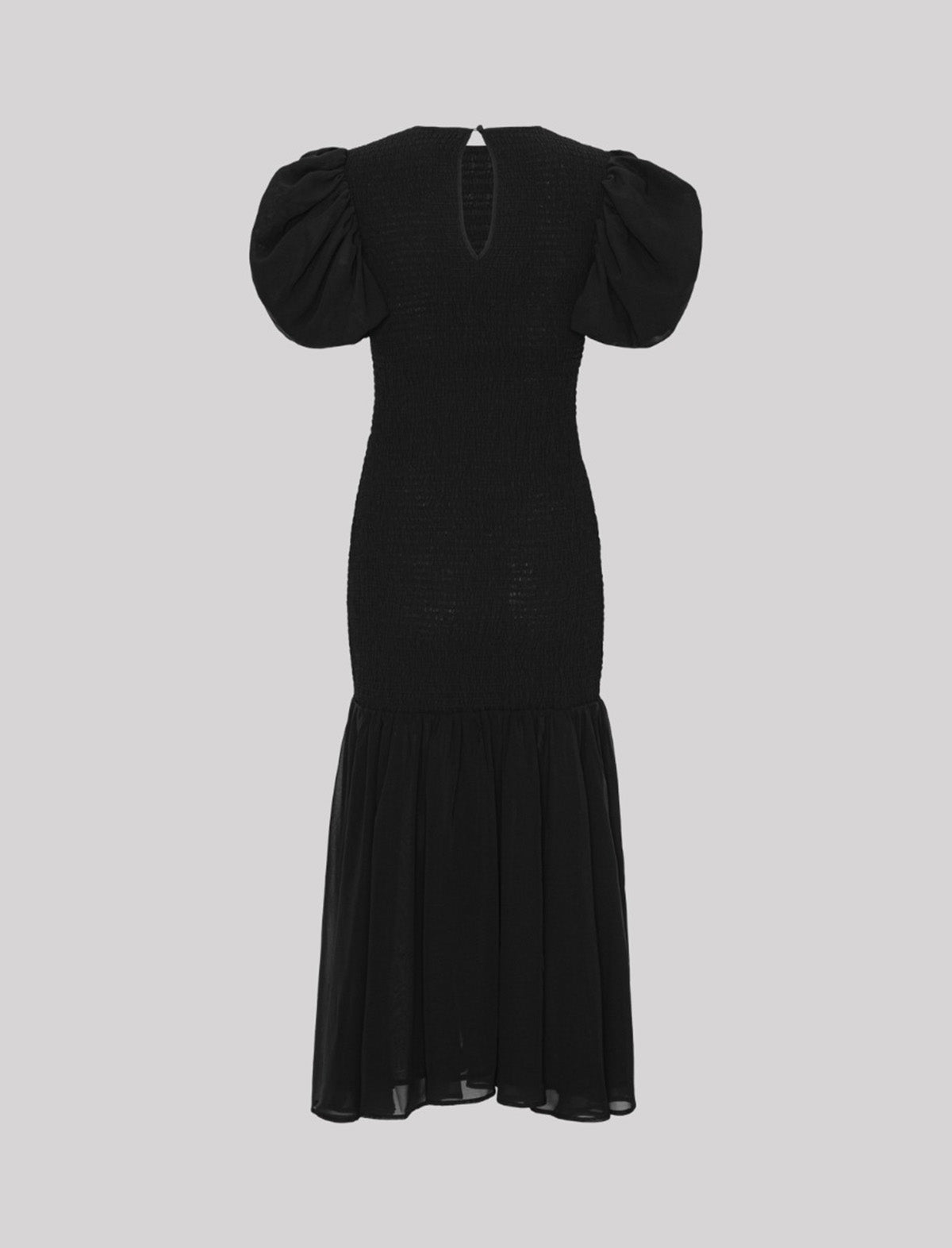 ROTATE Birger Christensen Chiffon Puff Sleeve Dress In Black