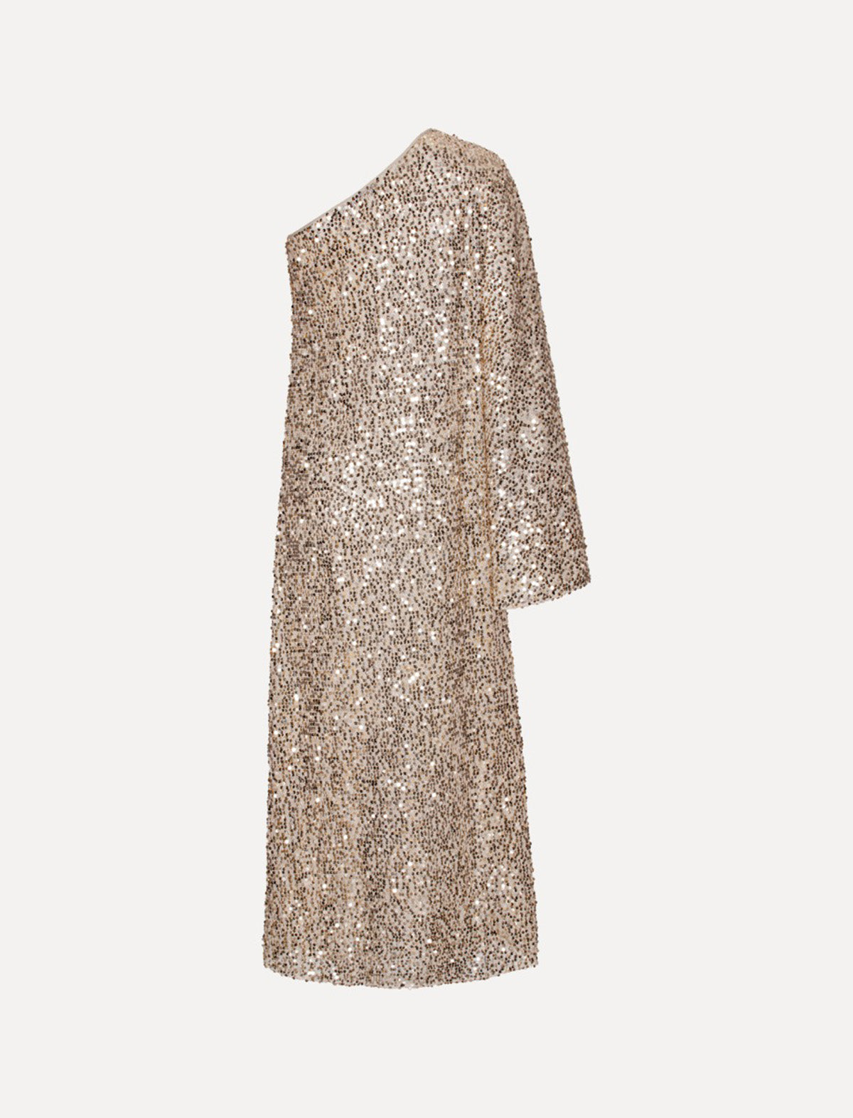 ROTATE Birger Christensen Net Sequins Maxi Dress In Macadamia