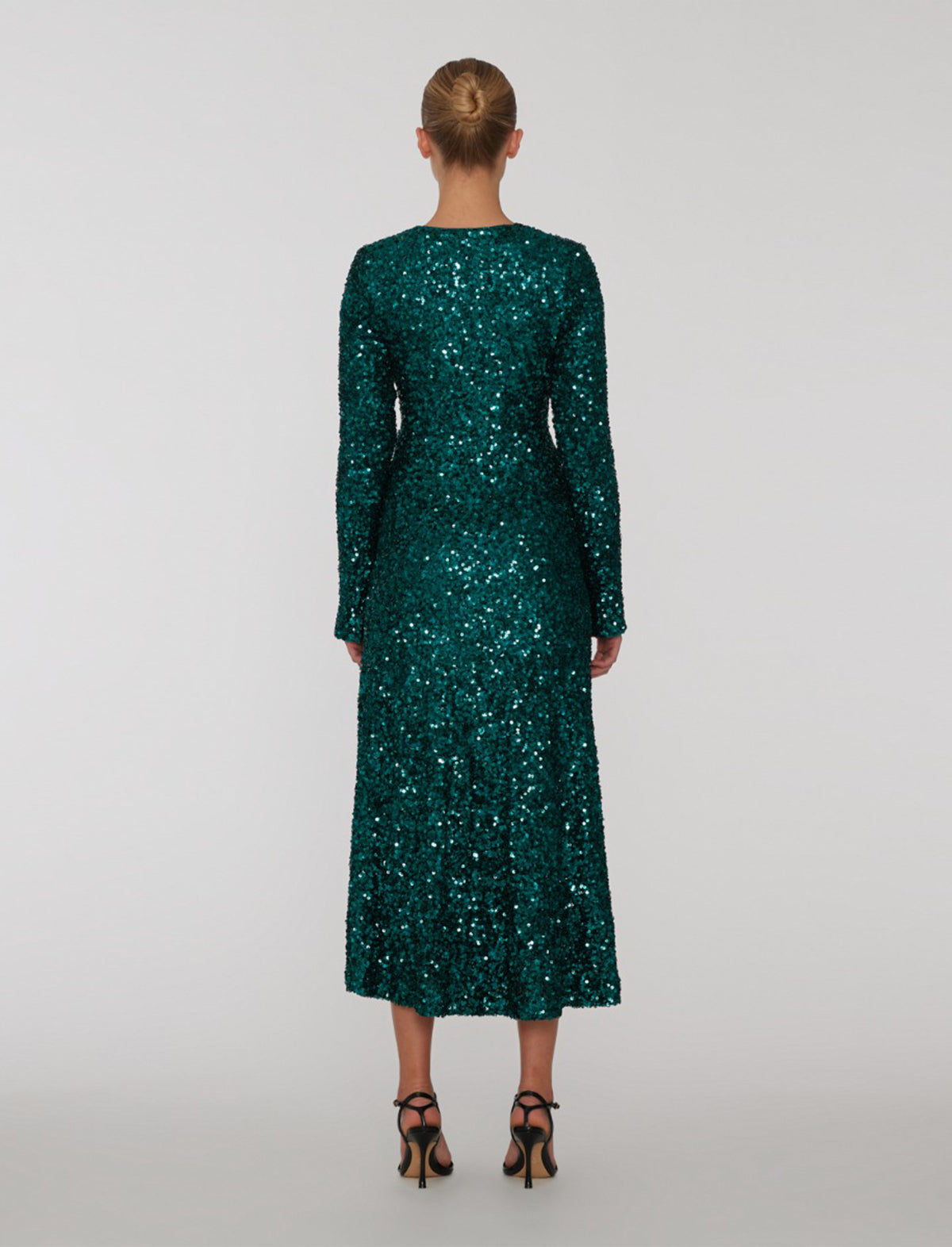 ROTATE Holiday Sierra Sequin Slit Dress in Teal