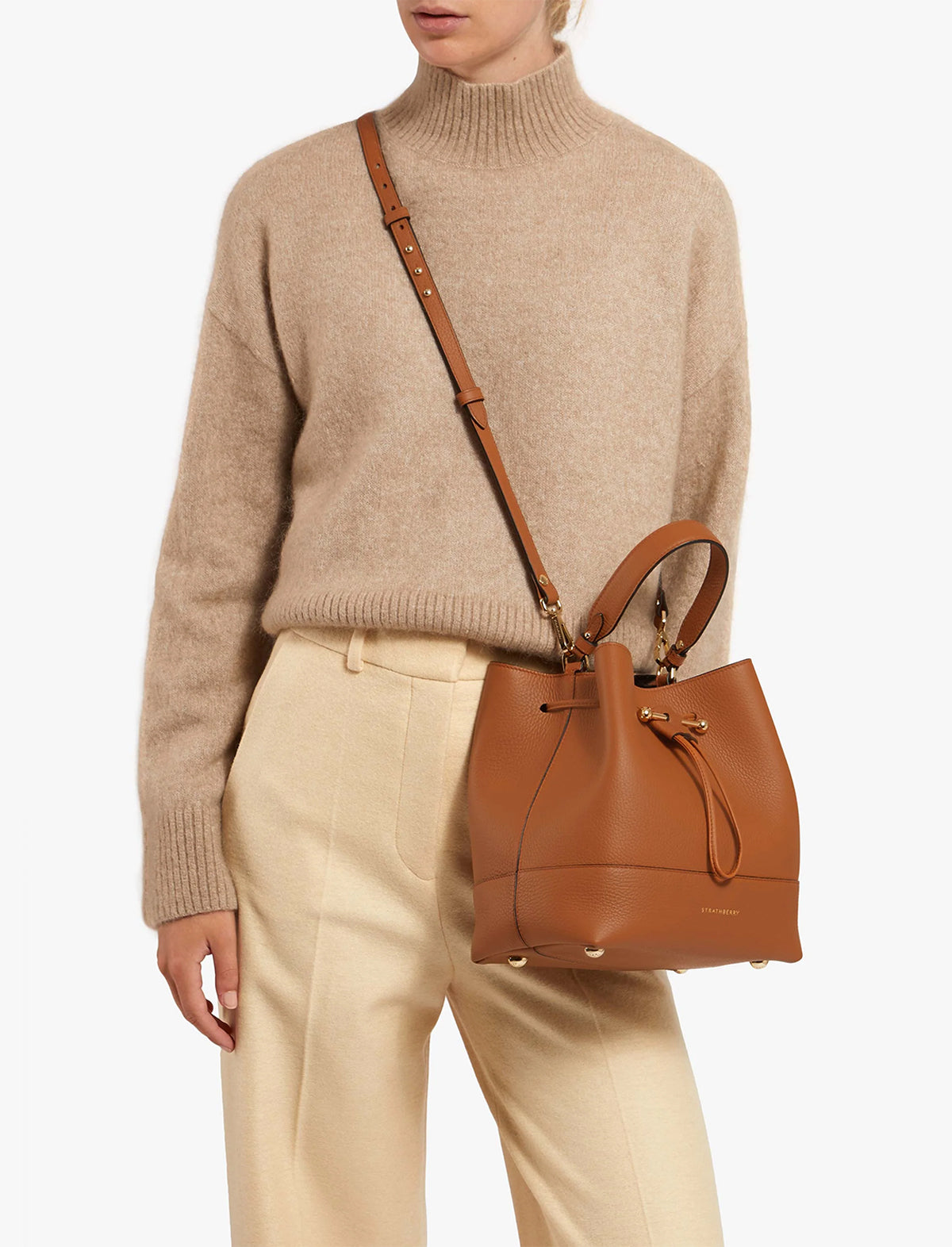STRATHBERRY Osette Midi Bag In Tan