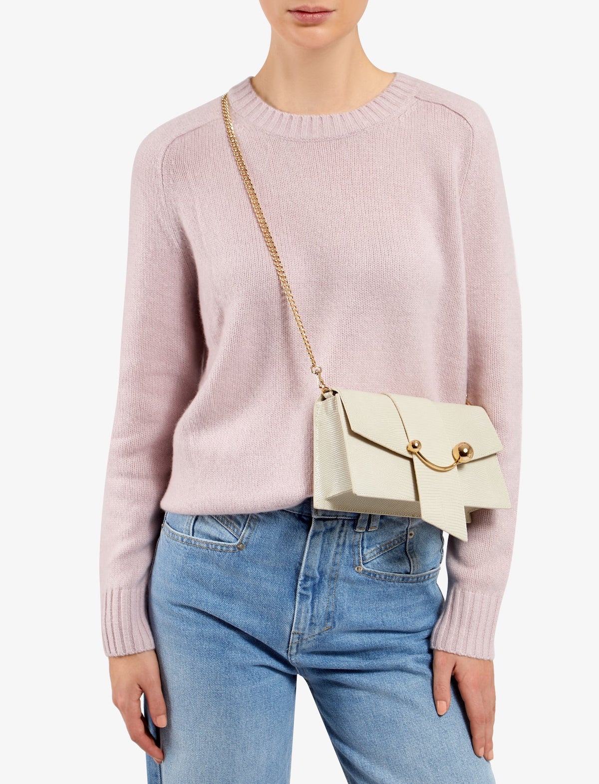 STRATHBERRY Mini Crescent Bag in Embossed Vanilla