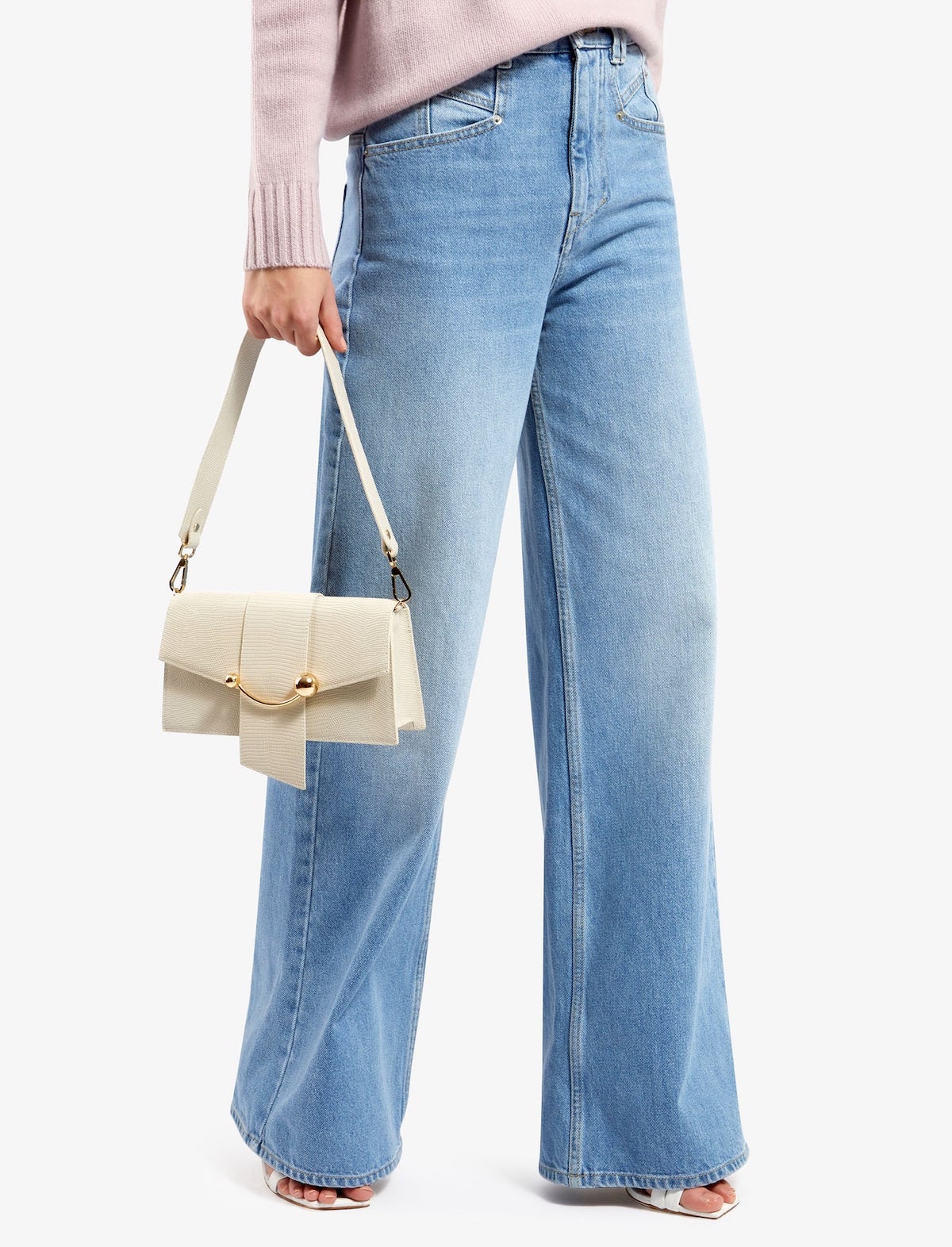 STRATHBERRY Mini Crescent Bag in Embossed Vanilla