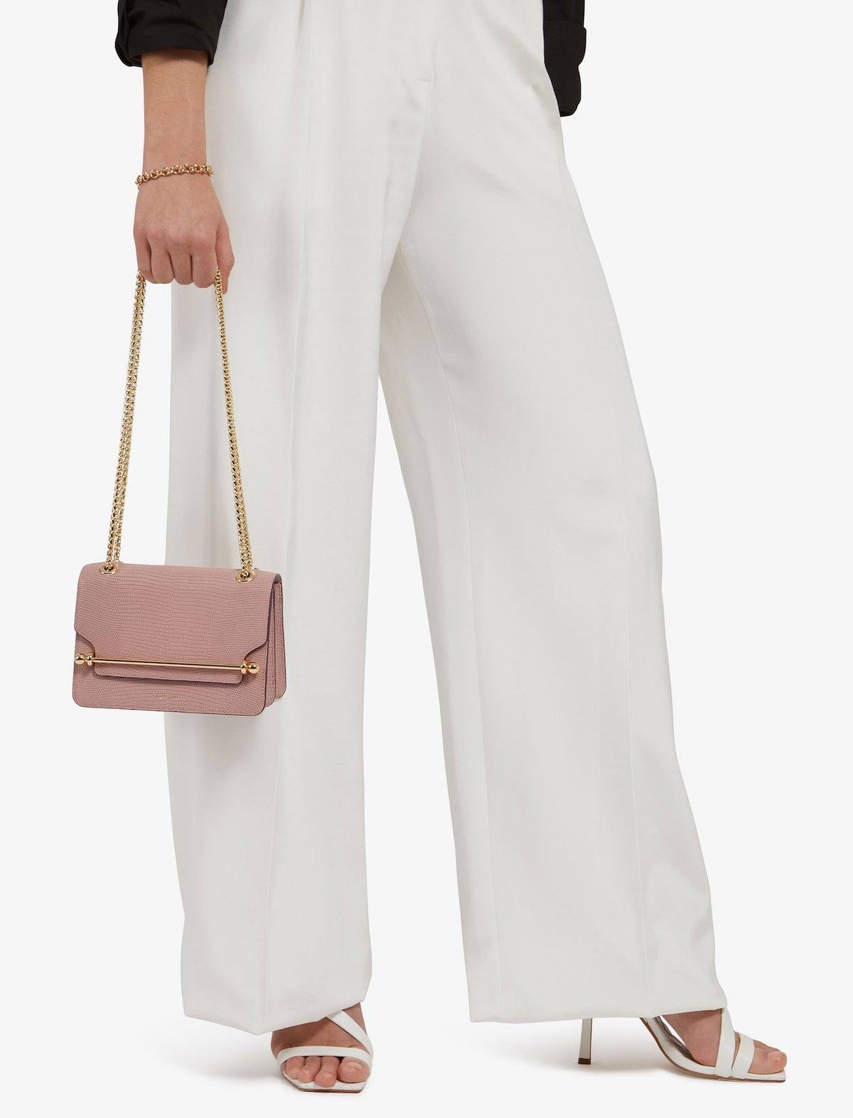 STRATHBERRY East/West Mini Bag in Embossed Blush Rose