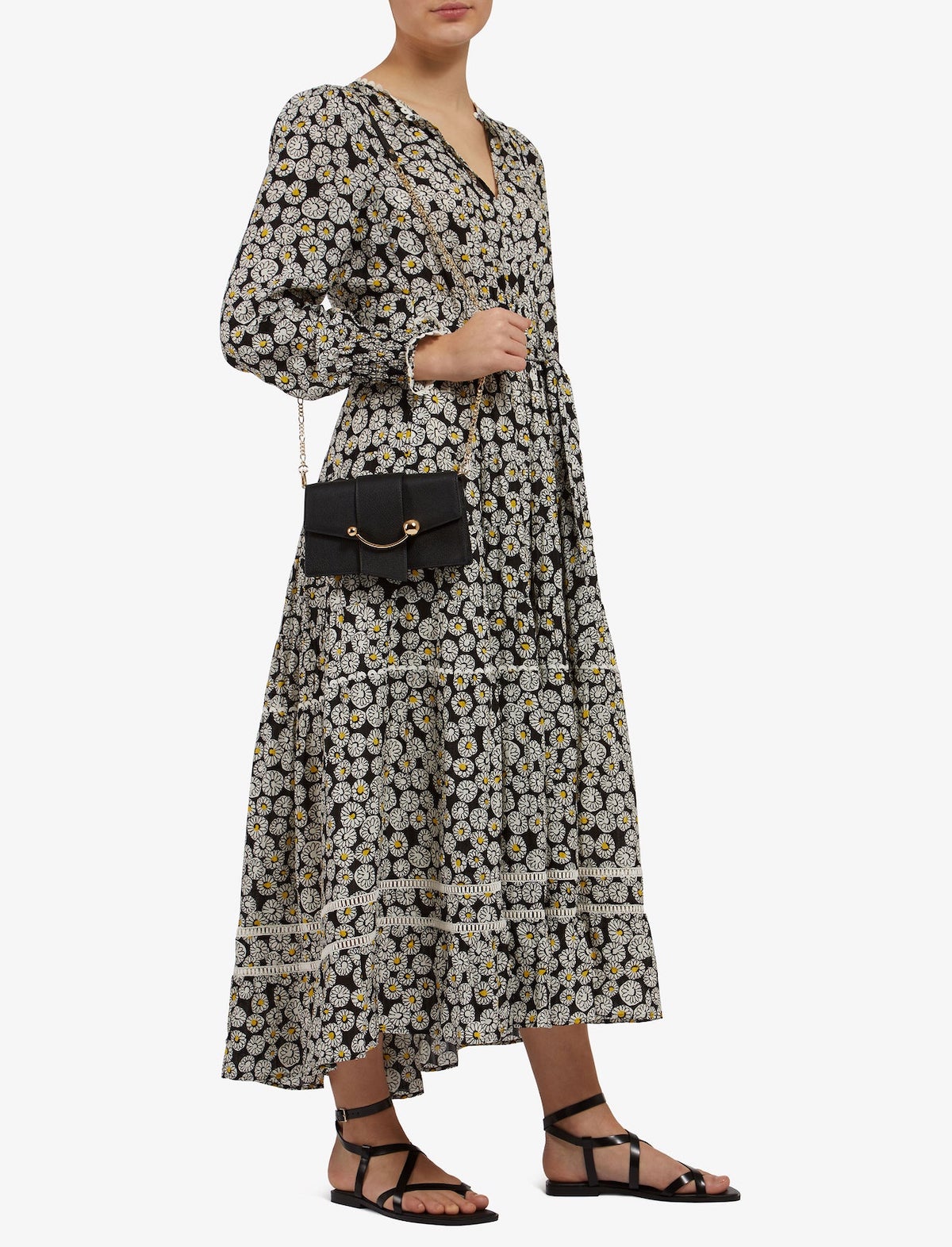 STRATHBERRY Crescent Bag On A Chain Leather in Black