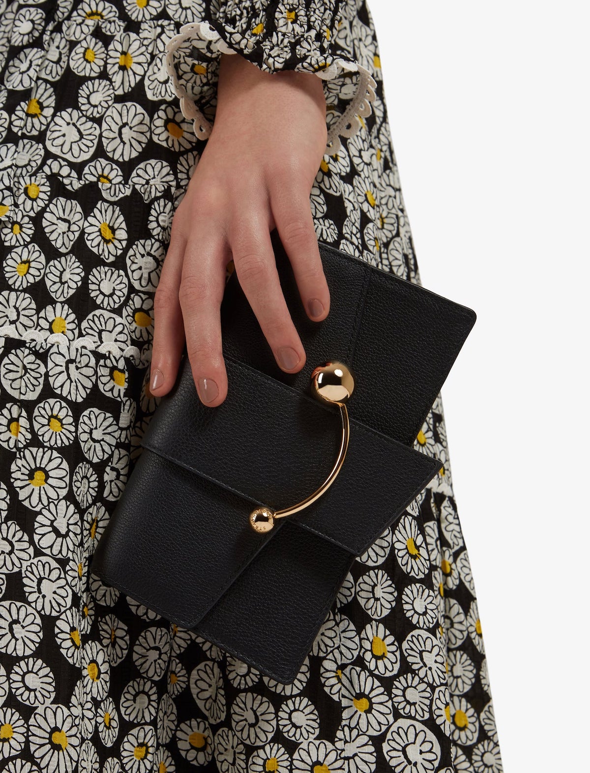 STRATHBERRY Crescent Bag On A Chain Leather in Black