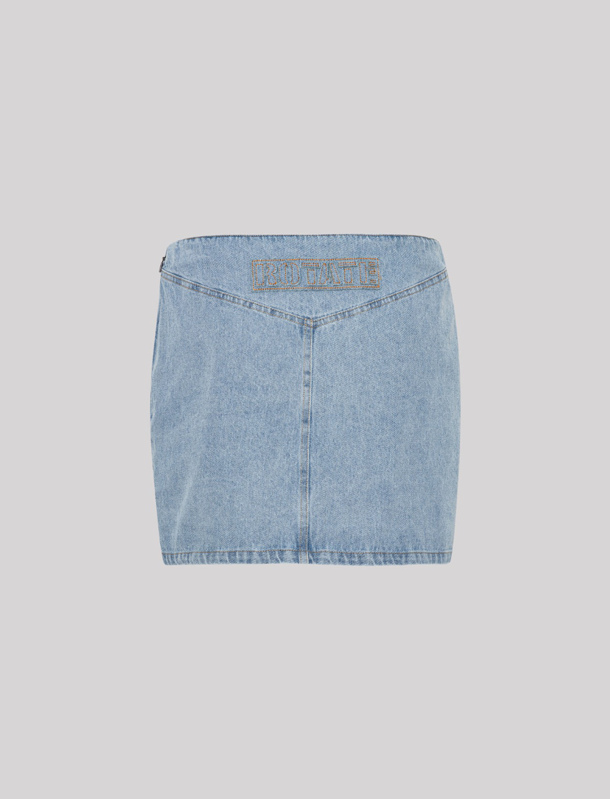 ROTATE BIRGER CHRISTENSEN Denim Laced Mini Skirt In Light Blue Denim