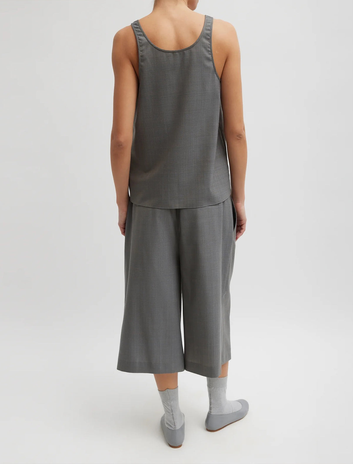 TIBI Grant Crossdye Suiting Tank Top In Grey Multi