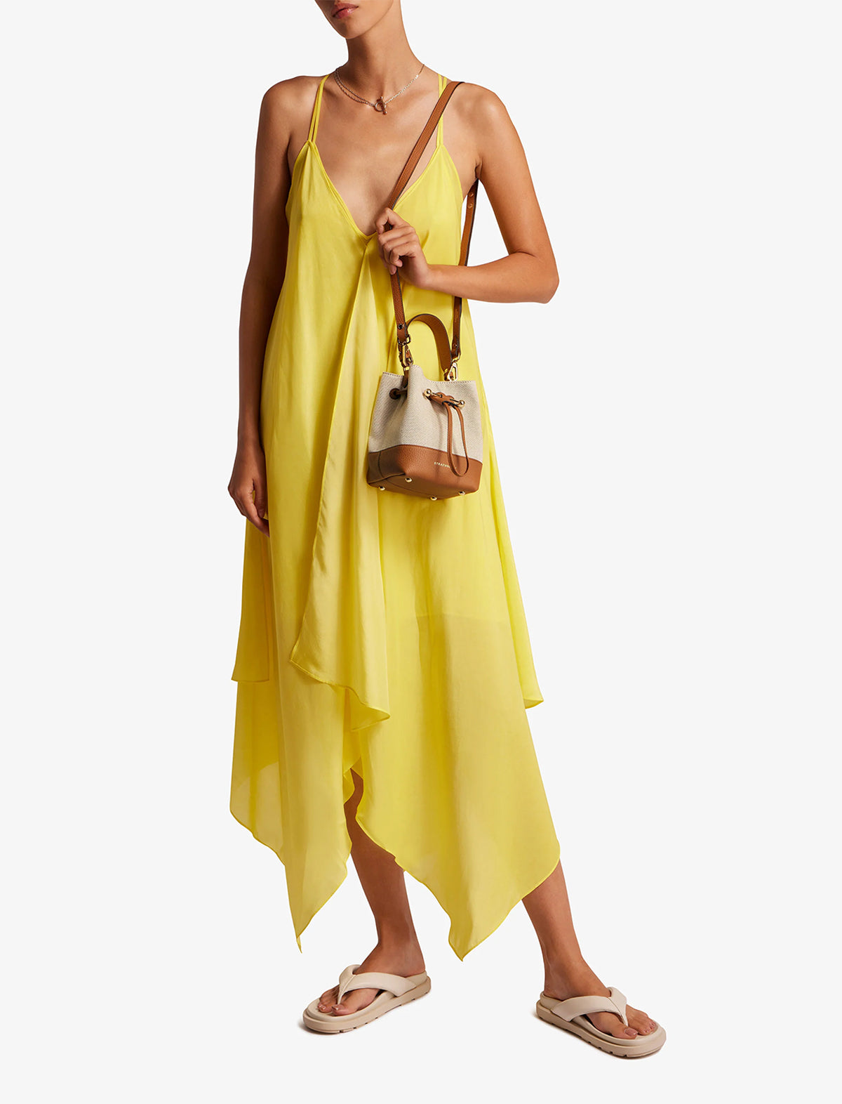 STRATHBERRY Osette Bag In Canvas/Ecru/Tan