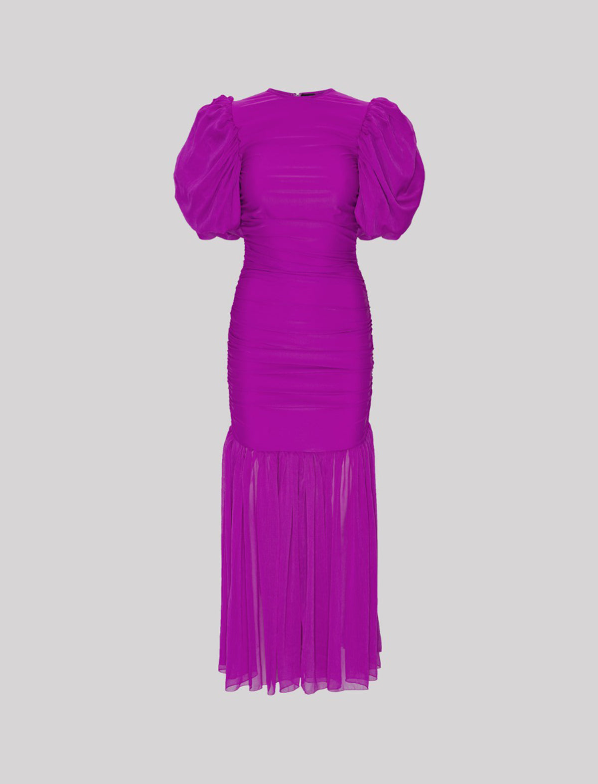 ROTATE BIRGER CHRISTENSEN Chiffon Puff Sleeve Dress In Fuchsia