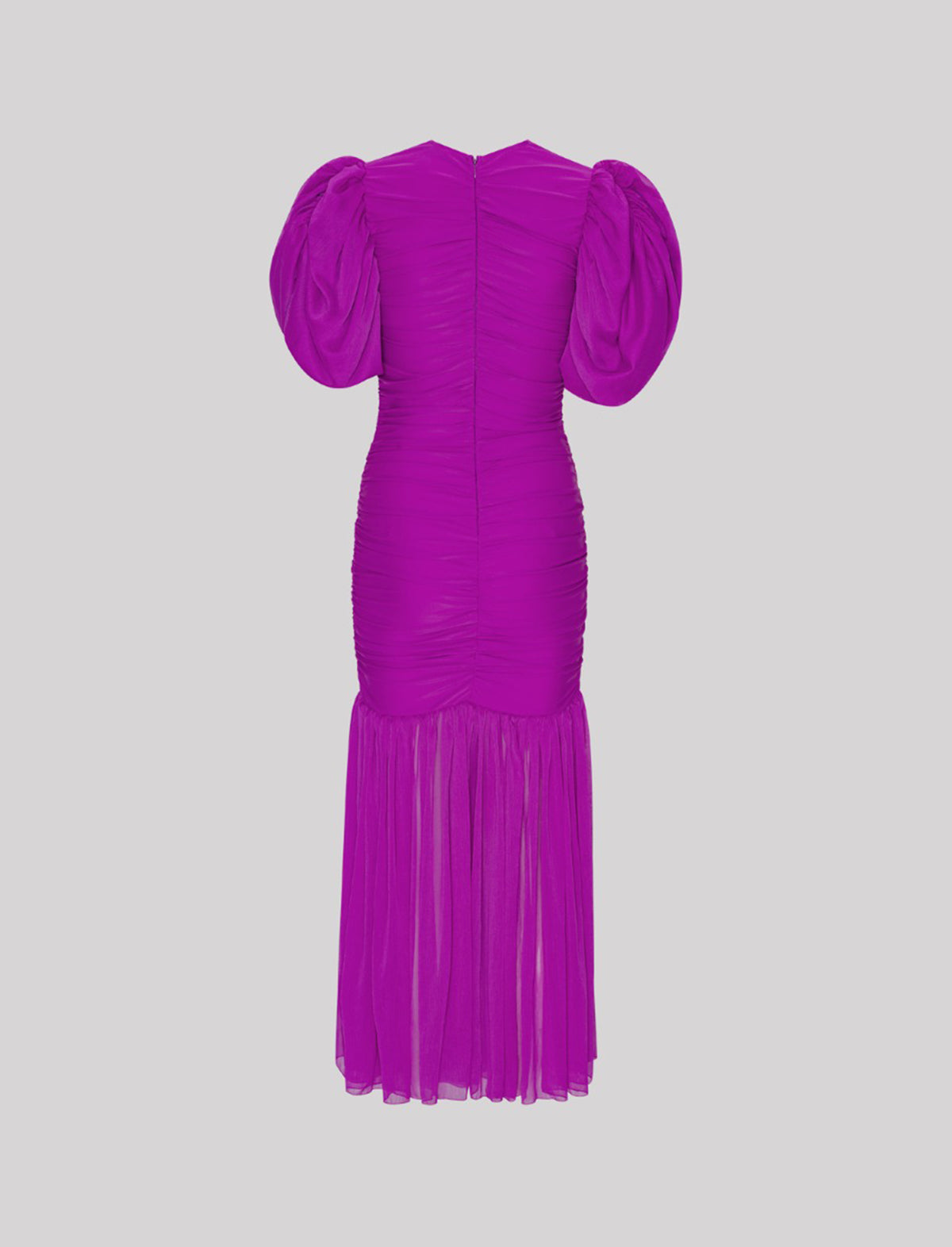 ROTATE BIRGER CHRISTENSEN Chiffon Puff Sleeve Dress In Fuchsia