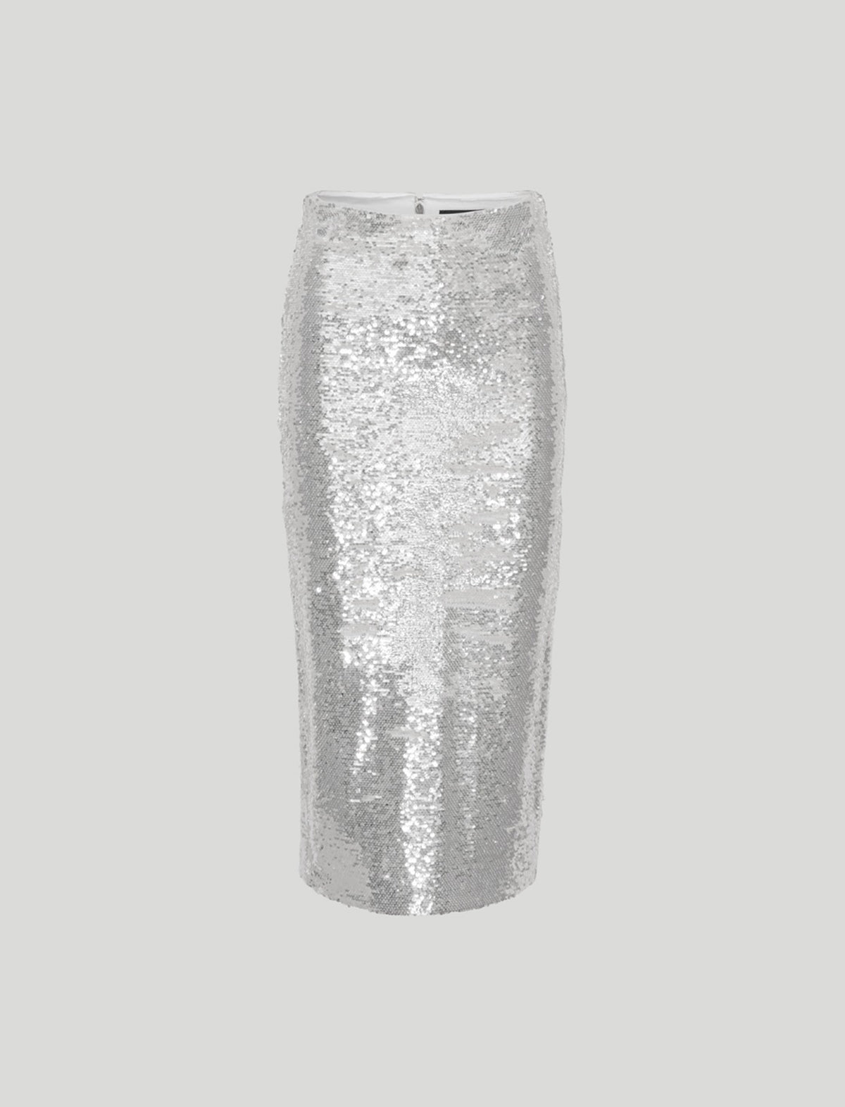 ROTATE Holiday Sequined Pencil Skirt in Silver