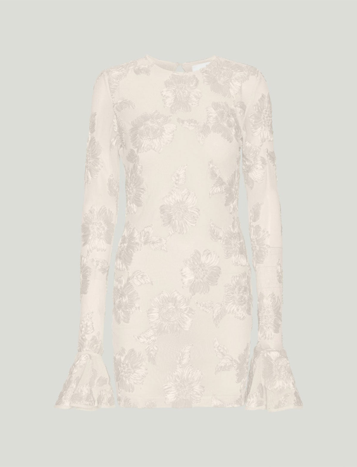 ROTATE BIRGER CHRISTENSEN Flower Mesh Open-Back Dress in Egret