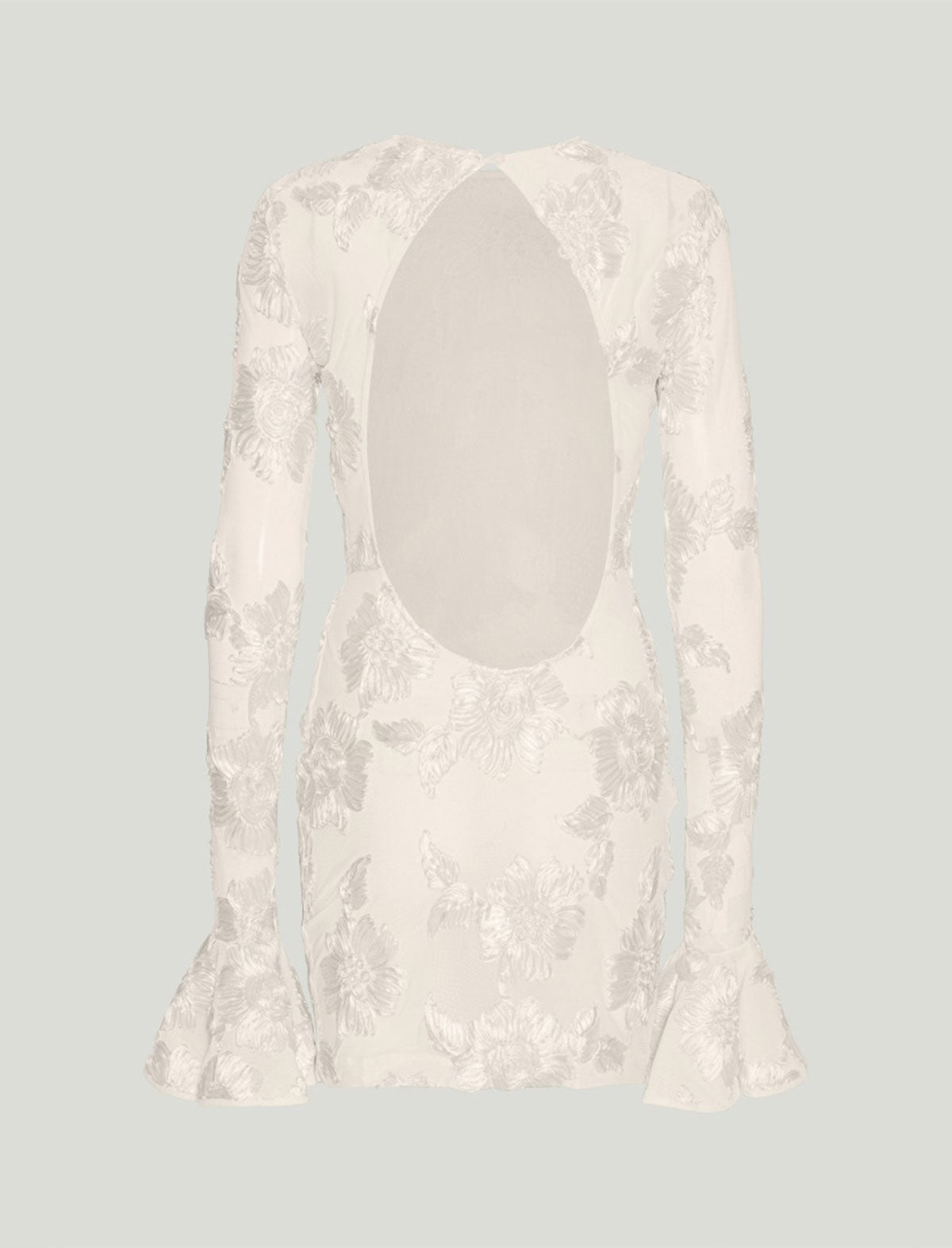 ROTATE BIRGER CHRISTENSEN Flower Mesh Open-Back Dress in Egret