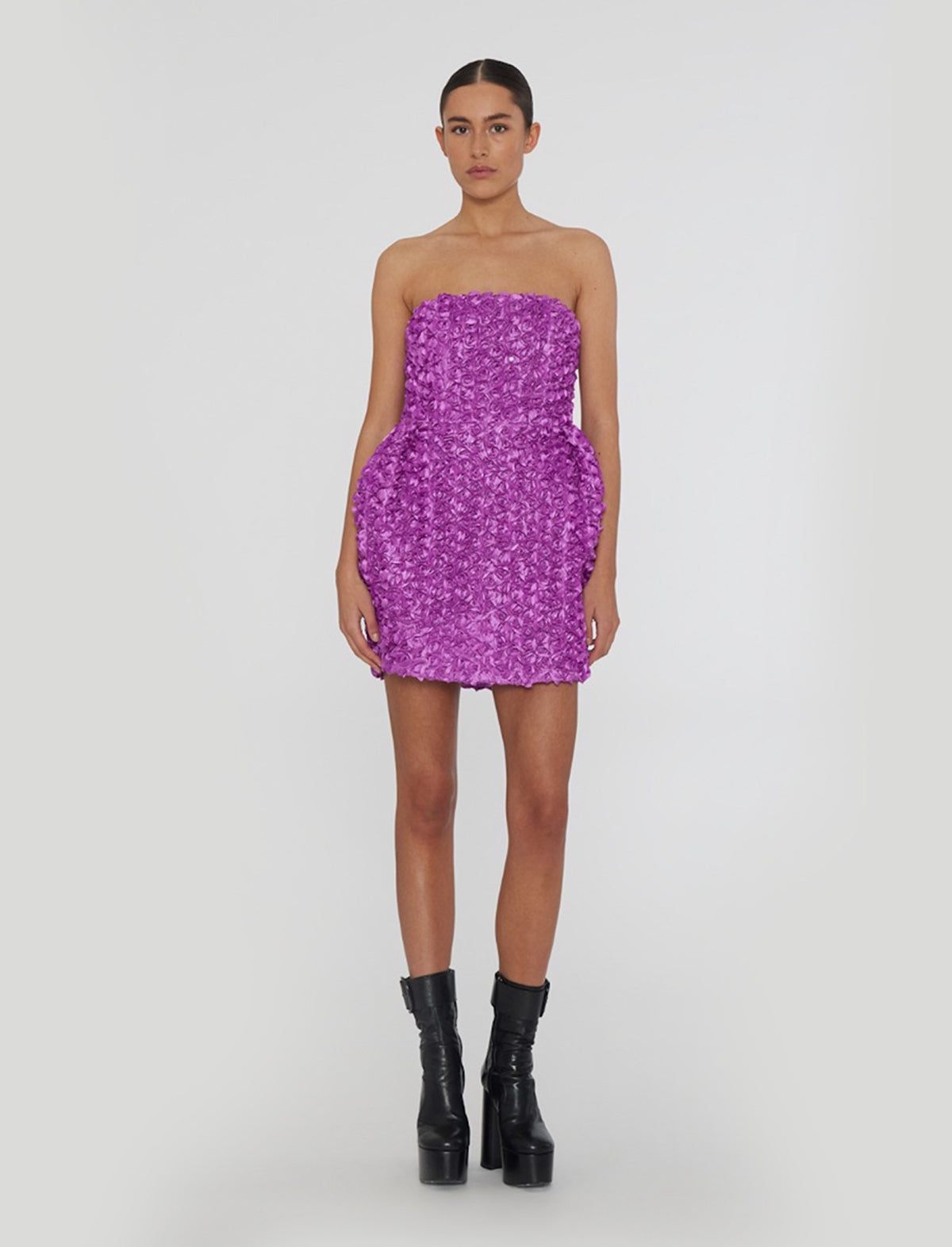 ROTATE BIRGER CHRISTENSEN 3D Flower Mini Dress in Purple