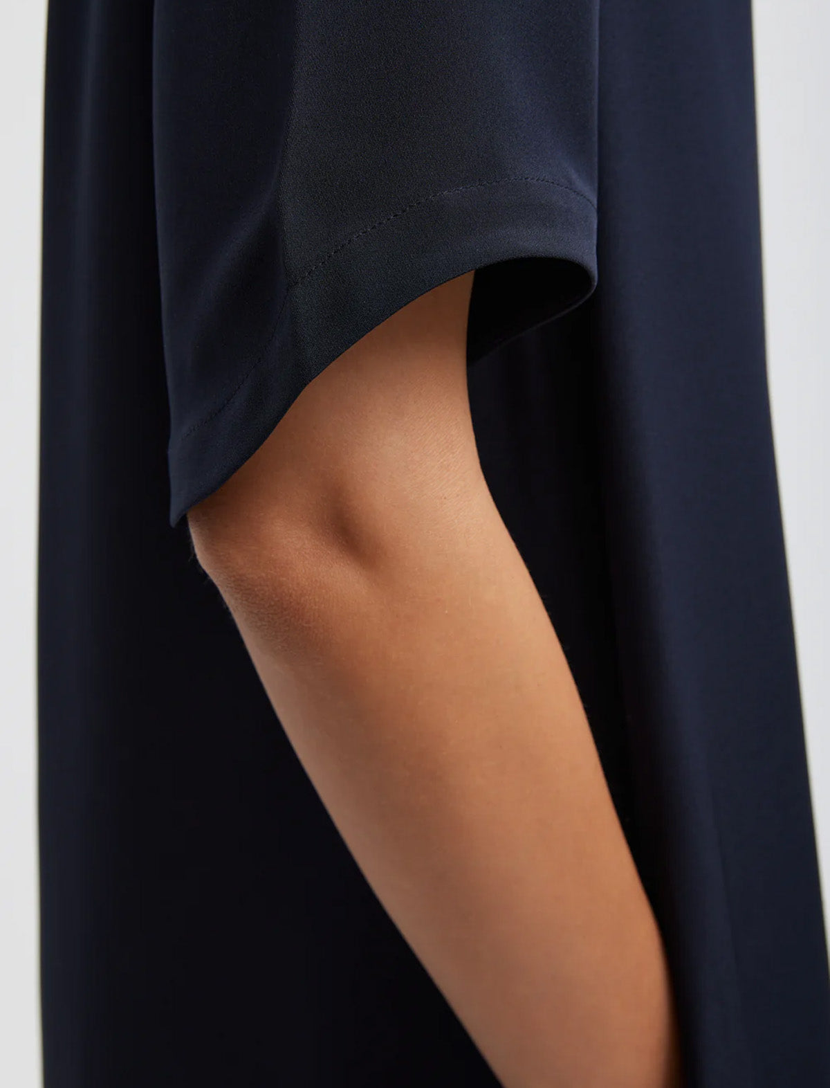 TIBI 4-Ply Silk T-Shirt Dress in Dark Navy