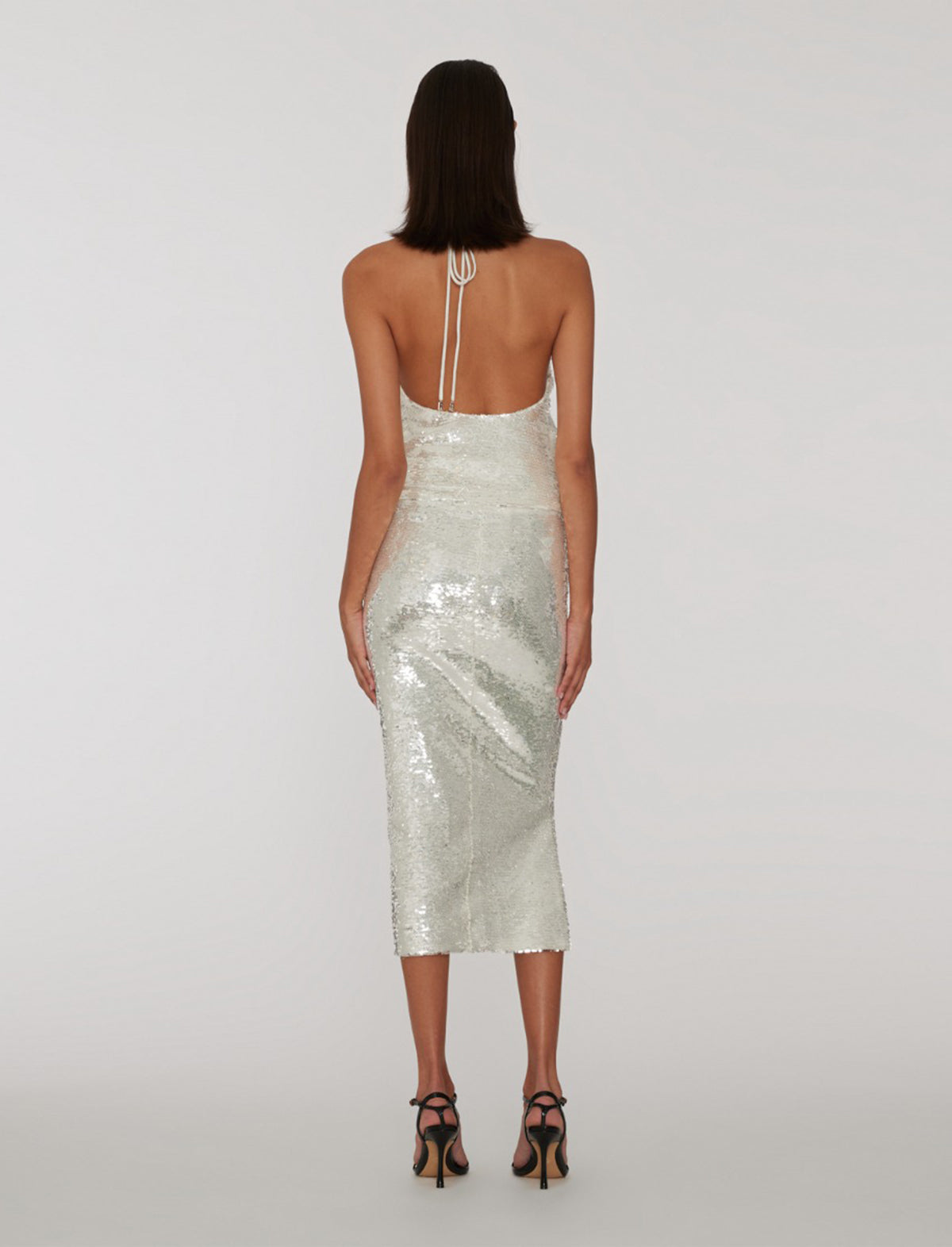 ROTATE Holiday Sequined Pencil Skirt in Silver