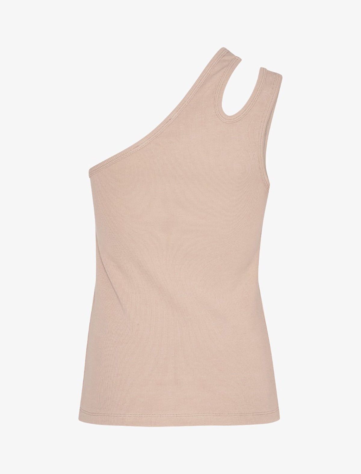 REMAIN Jersey One-Shoulder Top in Warm Taupe