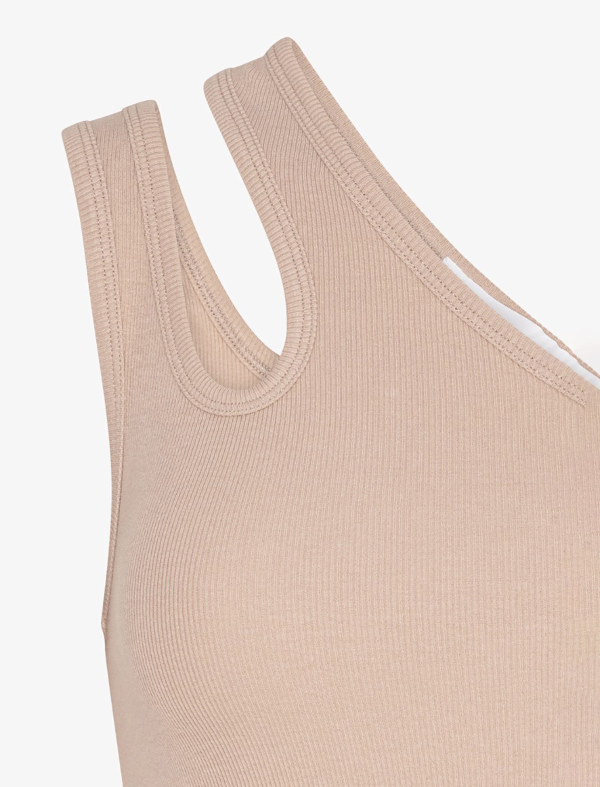 REMAIN Jersey One-Shoulder Top in Warm Taupe