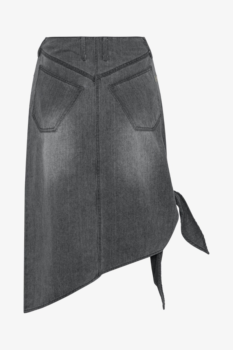 REMAIN Drapy Denim Skirt in Silver Filigree