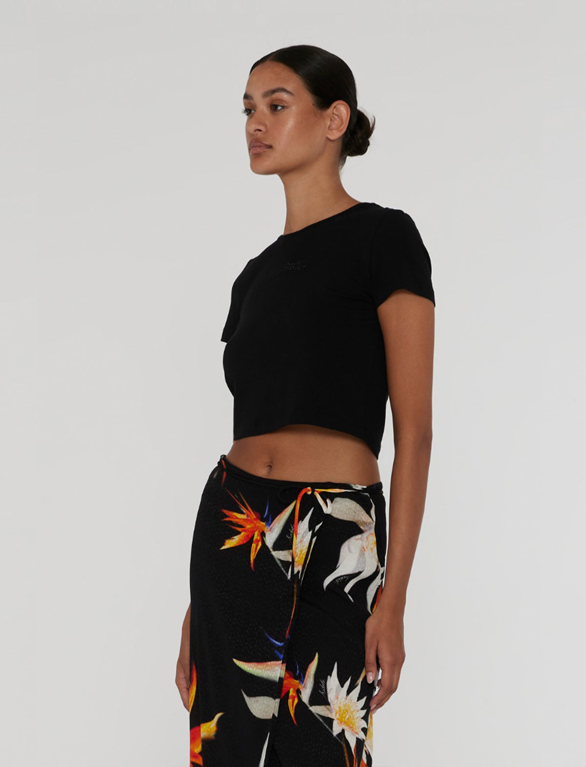 ROTATE BIRGER CHRISTENSEN Cropped T-Shirt In Black