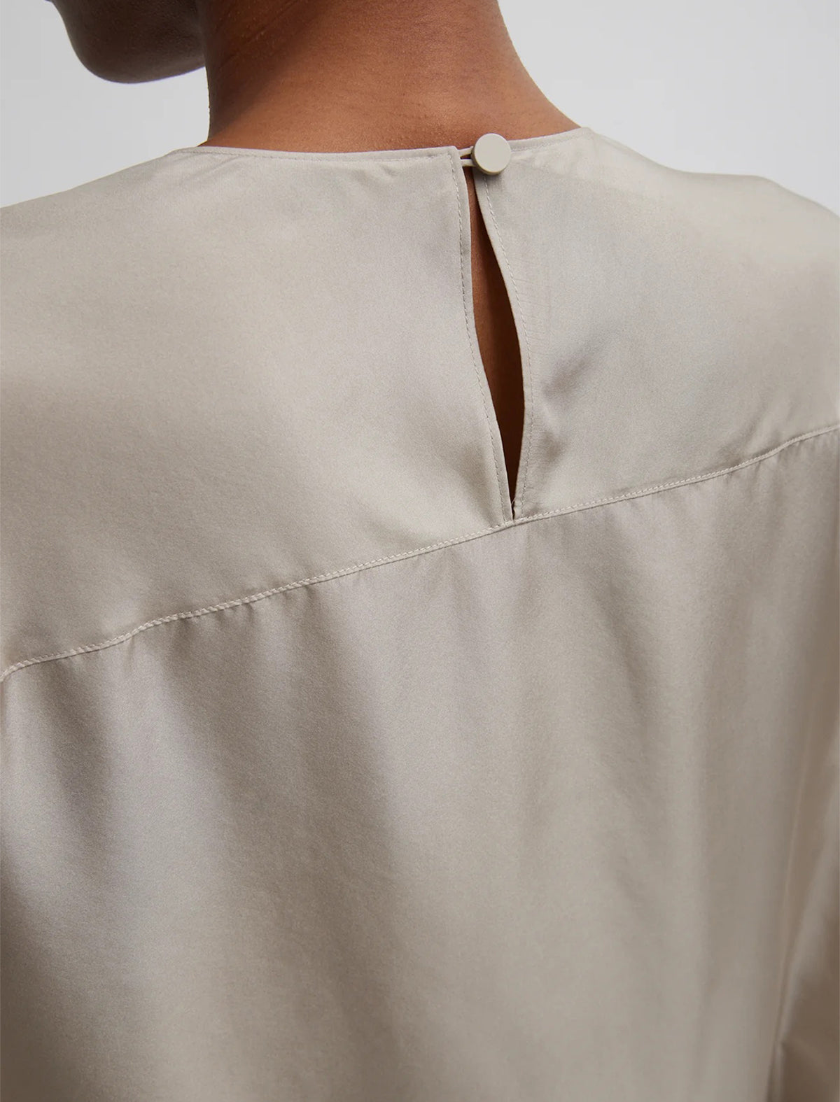 TIBI Silk Habutai Circular Top In light Stone