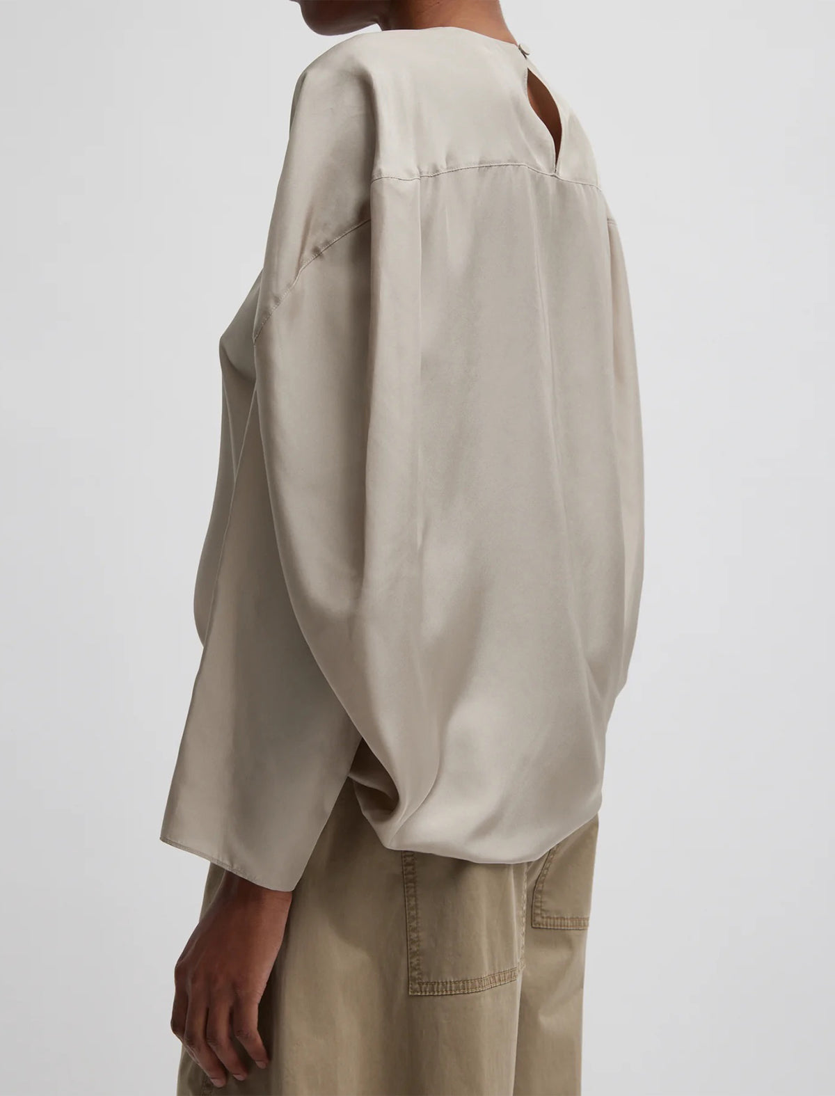 TIBI Silk Habutai Circular Top In light Stone