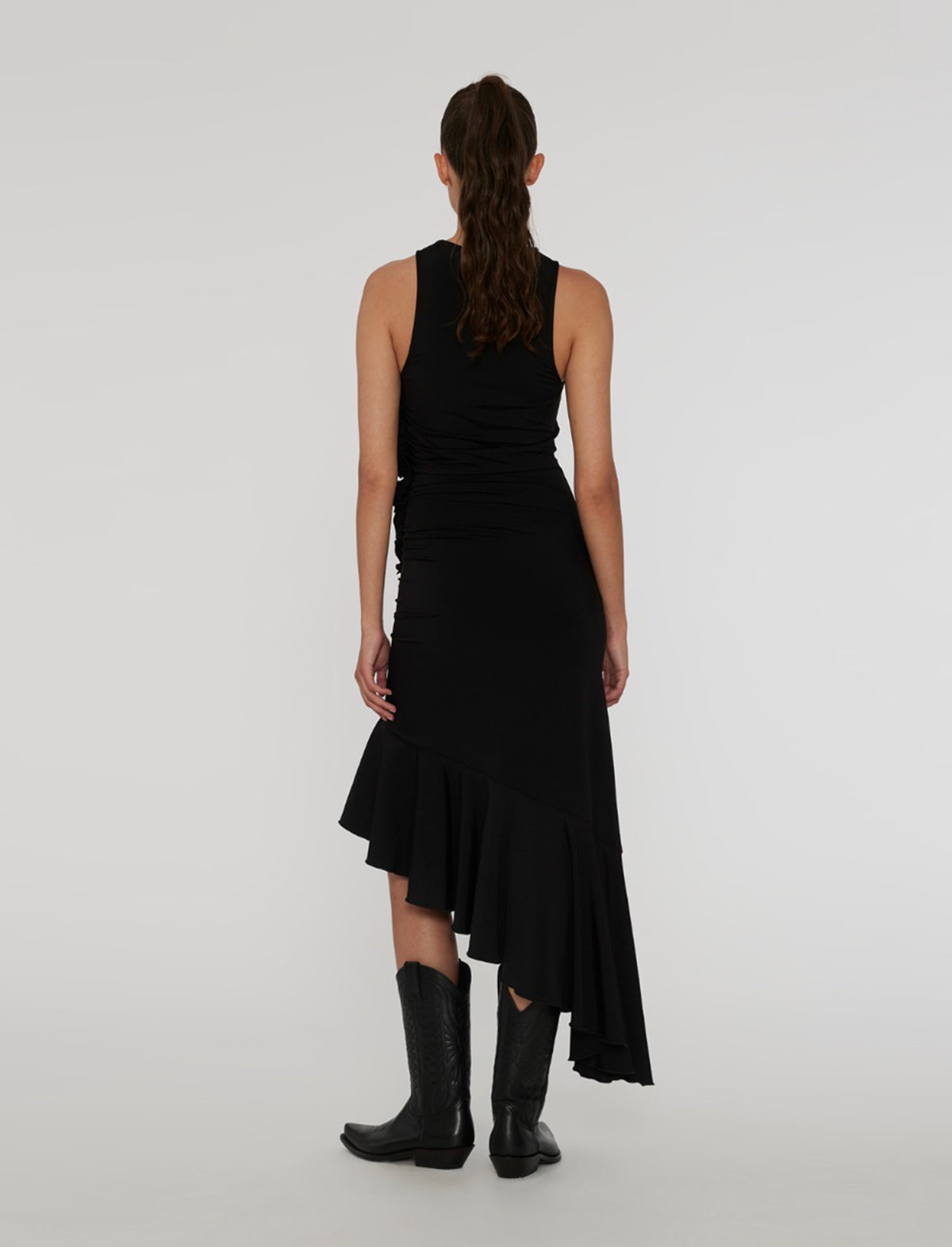 ROTATE BIRGER CHRISTENSEN Slinky Asymmetric Dress In Black