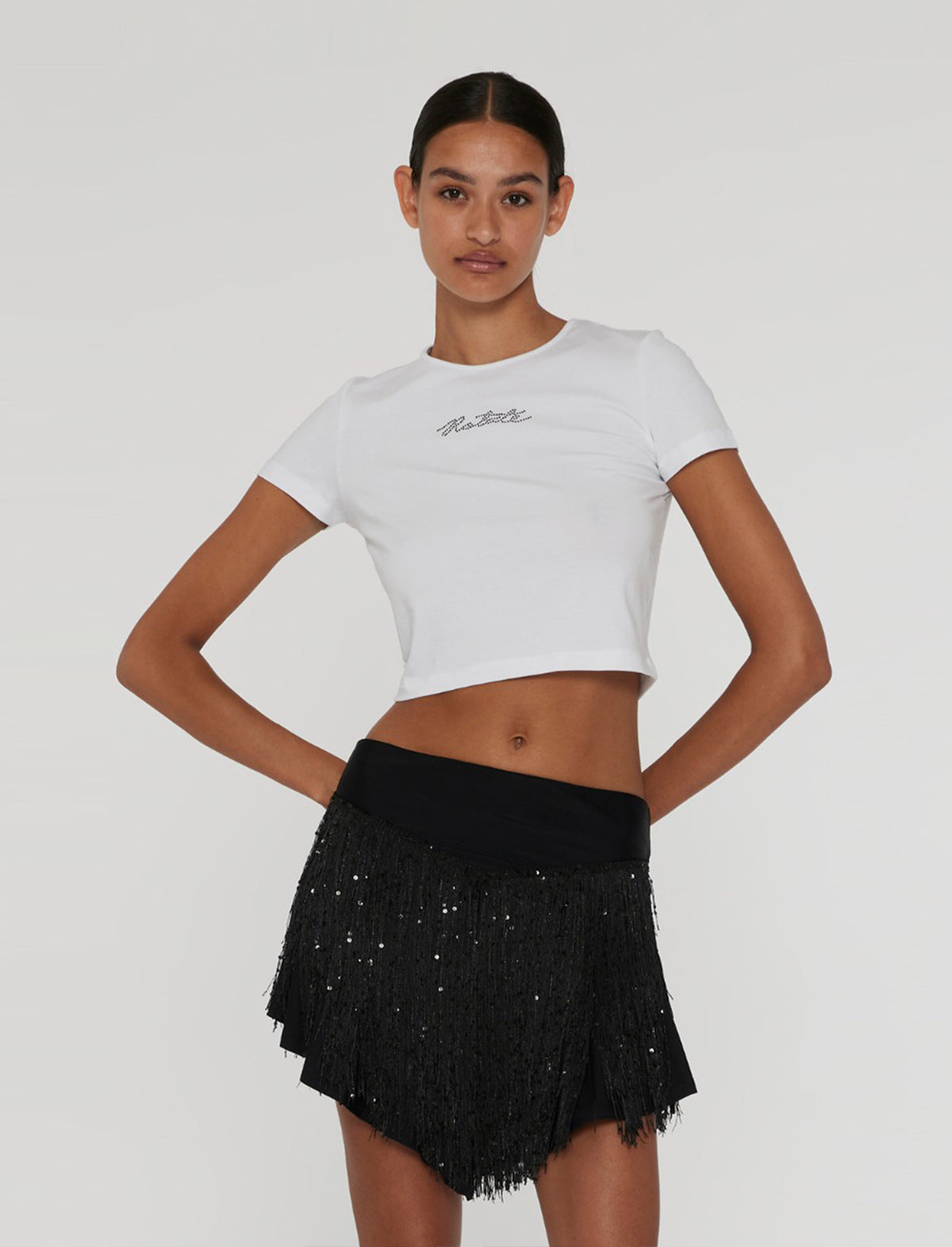 ROTATE BIRGER CHRISTENSEN Cropped T-Shirt In White