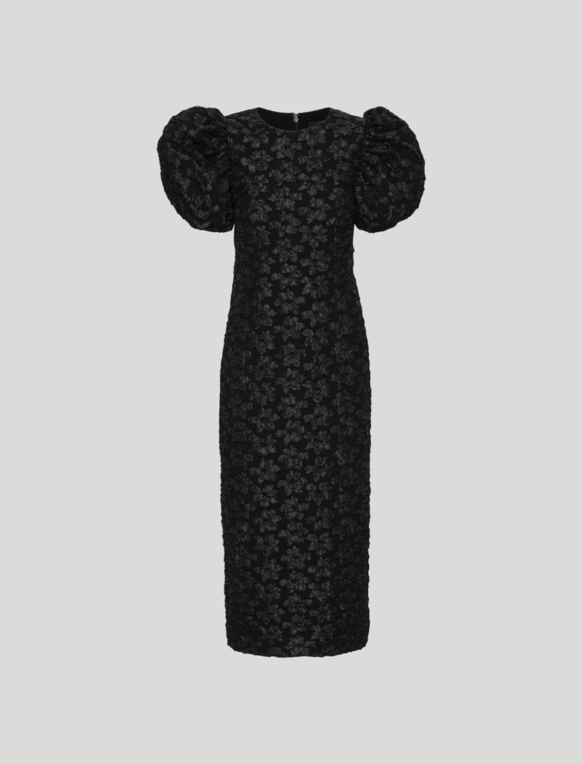 ROTATE Holiday Ruby Jacquard Midi Dress in Black