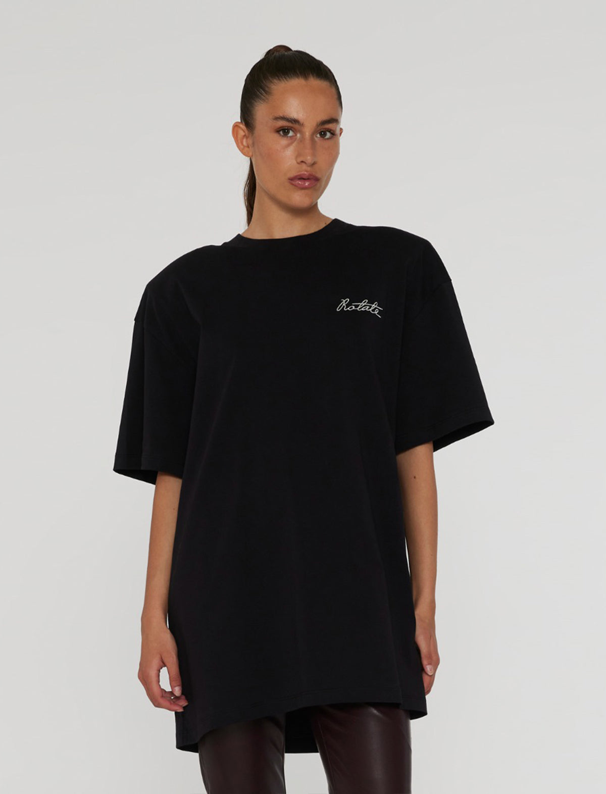 ROTATE BIRGER CHRISTENSEN Oversized Logo T-Shirt In Black