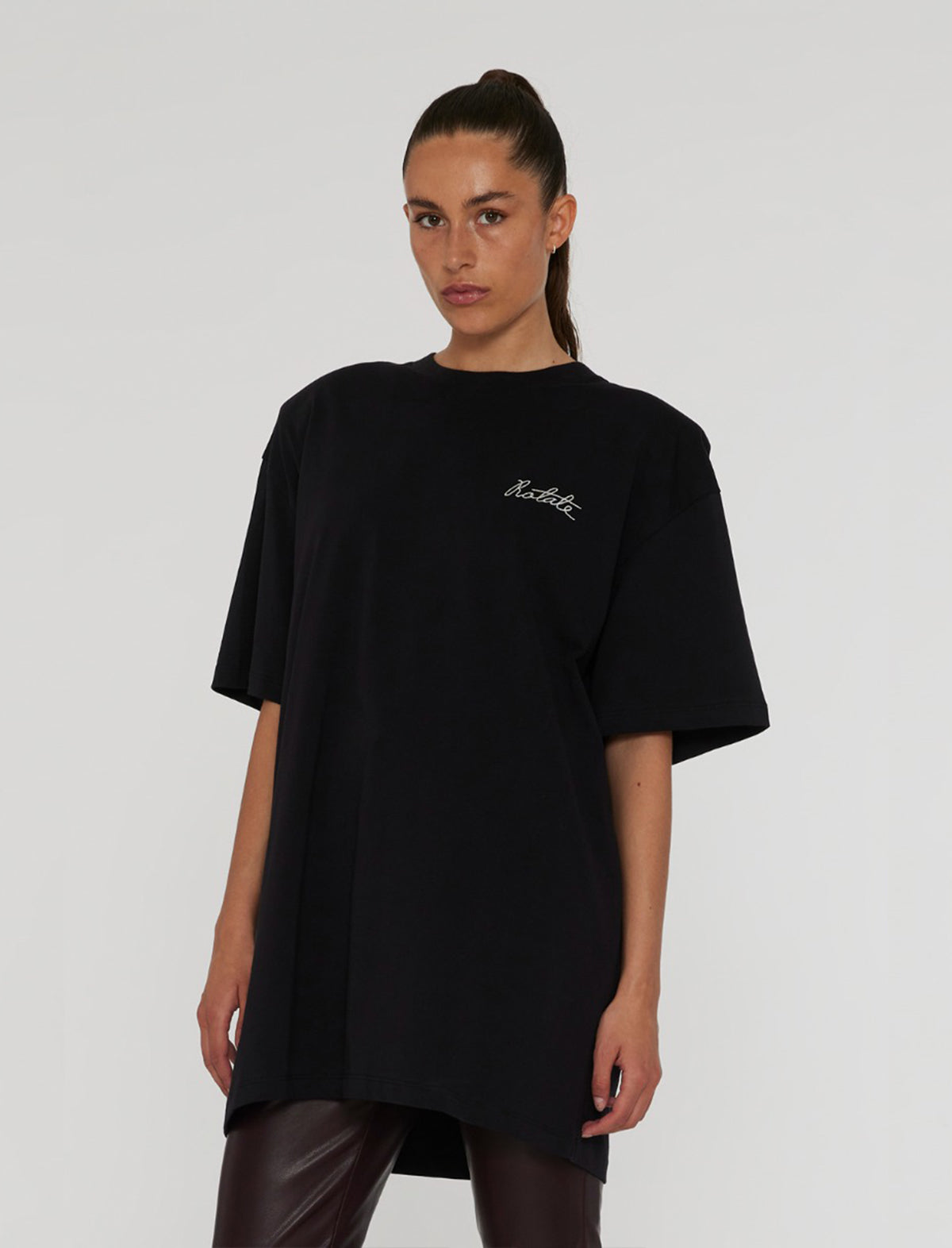 ROTATE BIRGER CHRISTENSEN Oversized Logo T-Shirt In Black