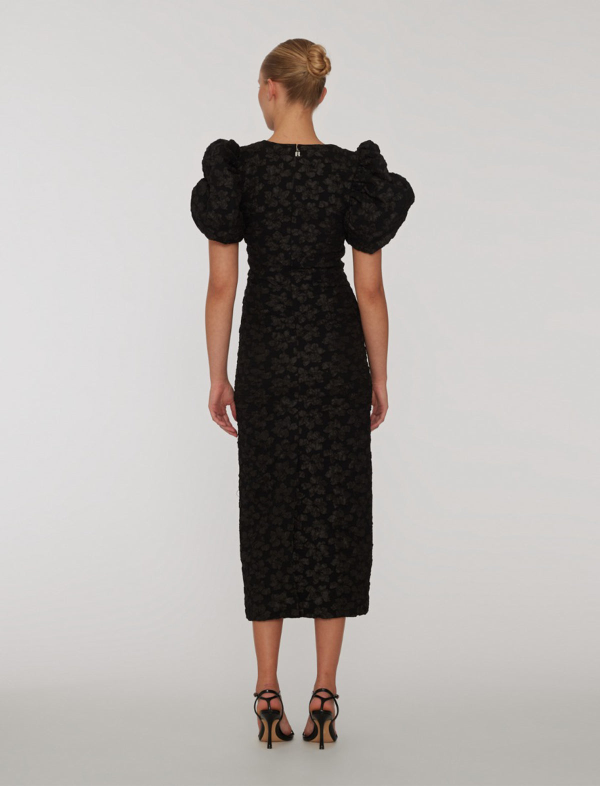 ROTATE Holiday Ruby Jacquard Midi Dress in Black