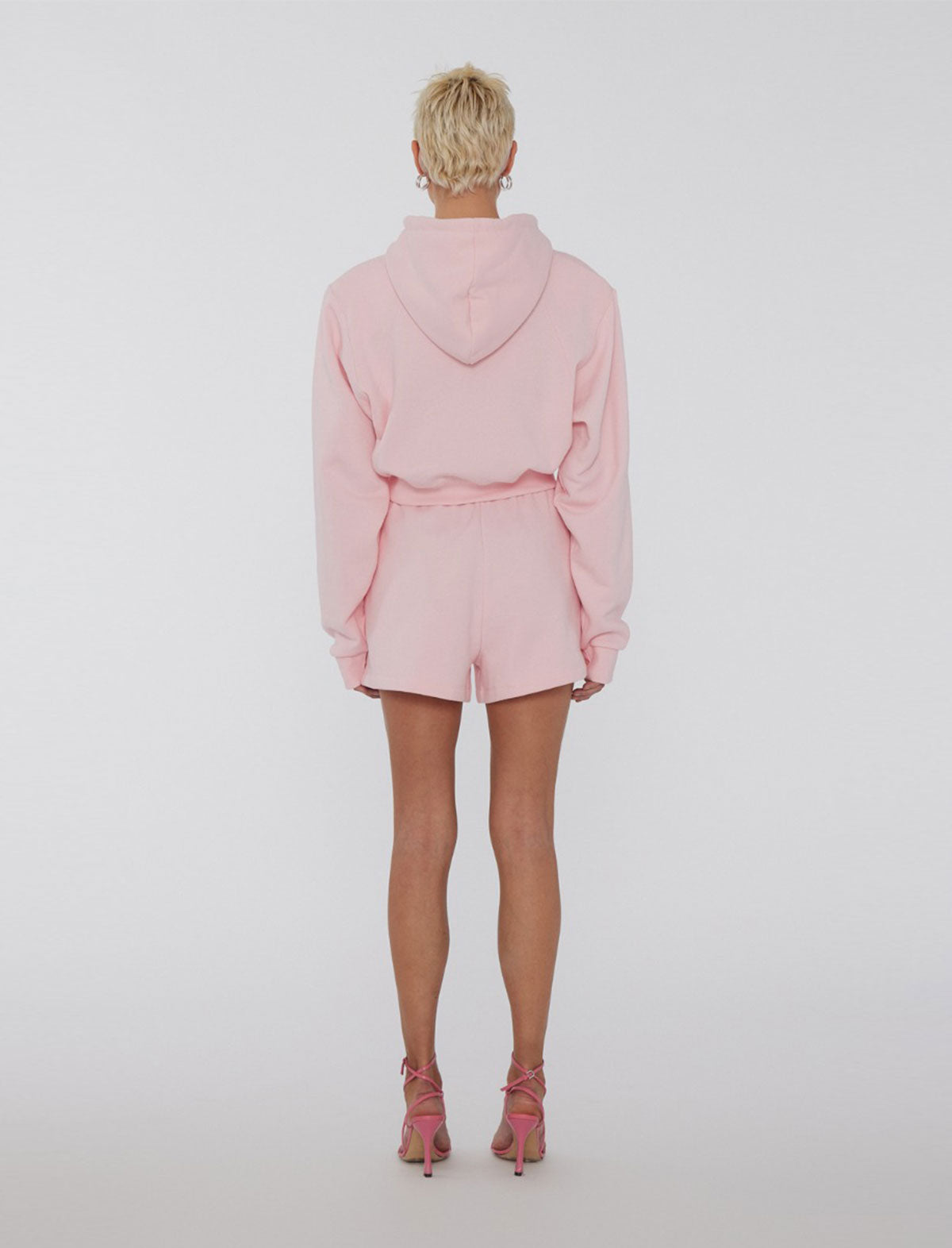 ROTATE SUNDAY 6 Crystal Logo Sweat Shorts in Almond Blossom