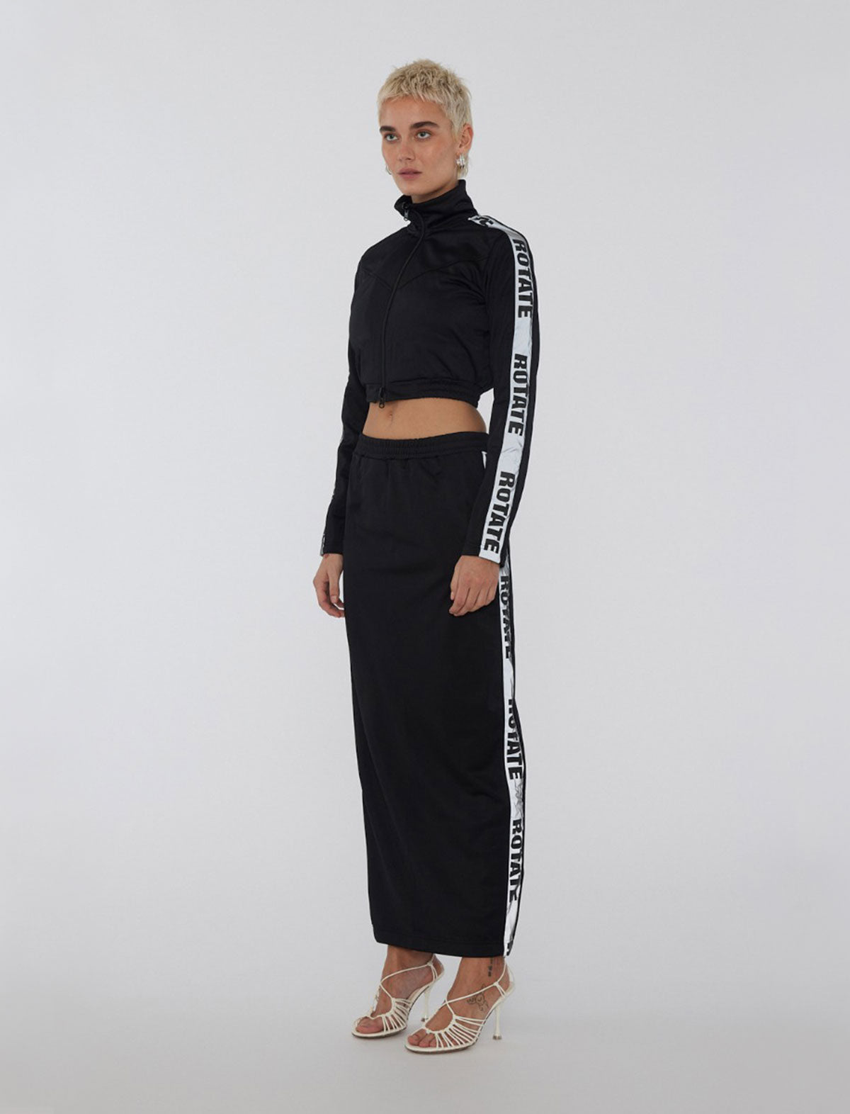 ROTATE SUNDAY 6 Sporty Stretch Maxi Skirt in Black