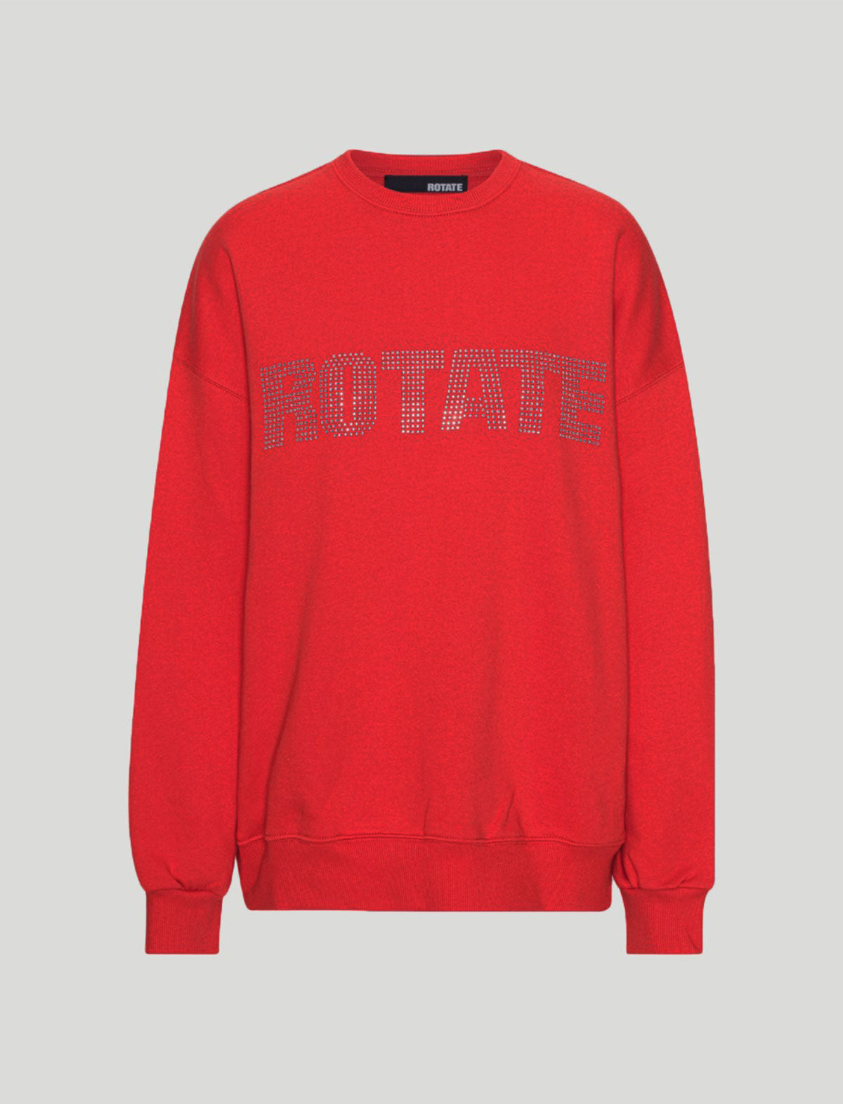 ROTATE SUNDAY 6 Crystal Crewneck Sweater in Fiery Red