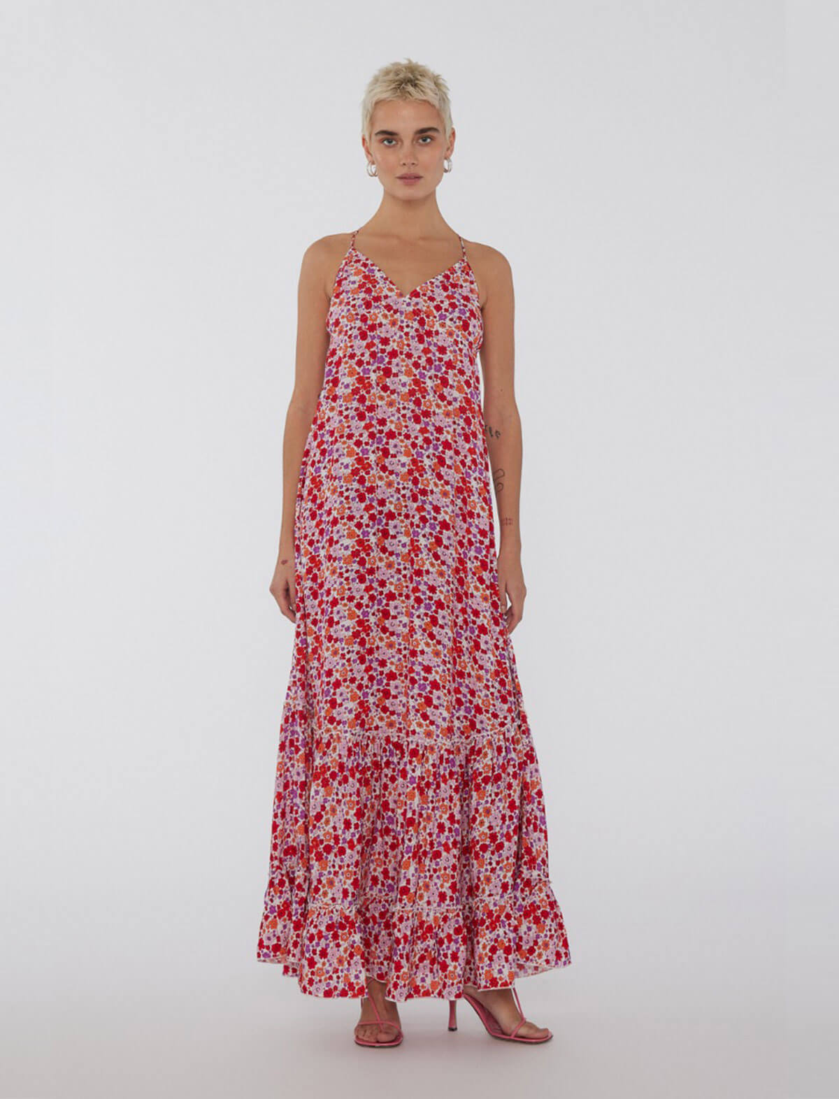 ROTATE SUNDAY 6 Jacquard Maxi Dress in Red Floral Print