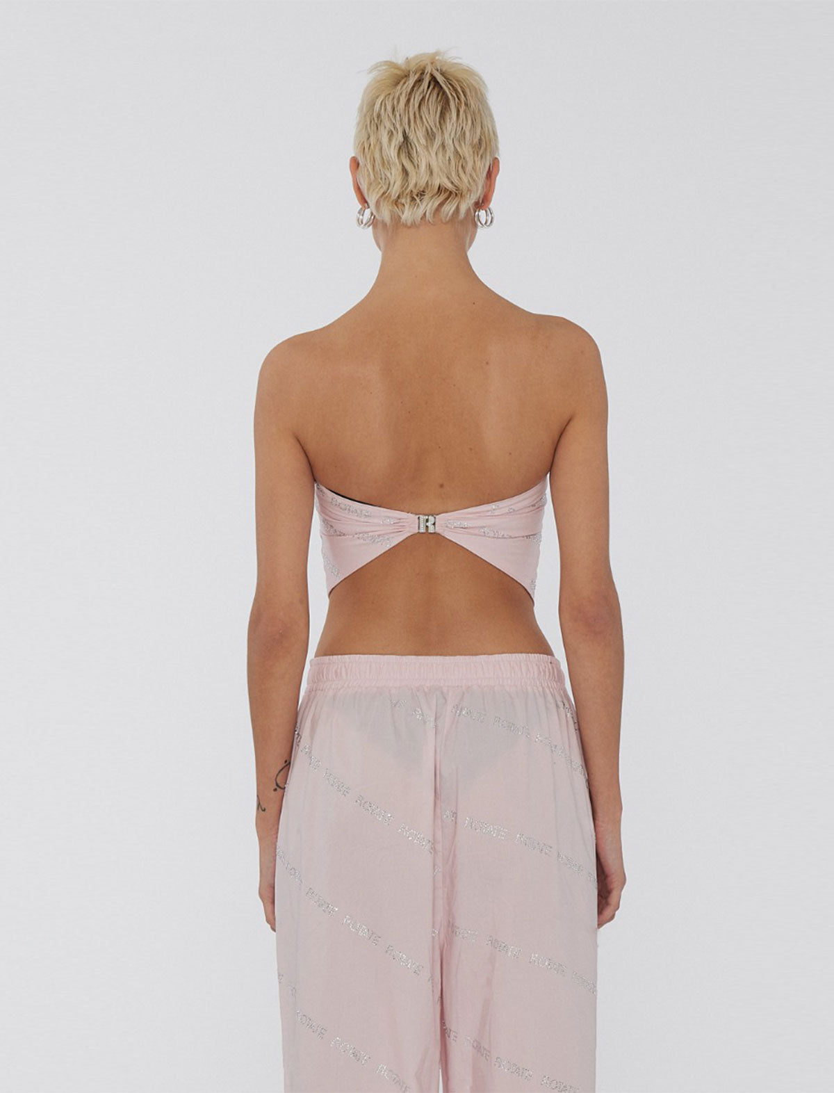ROTATE SUNDAY 6 Crystal Embellished Strapless Top in Ballet Slipper