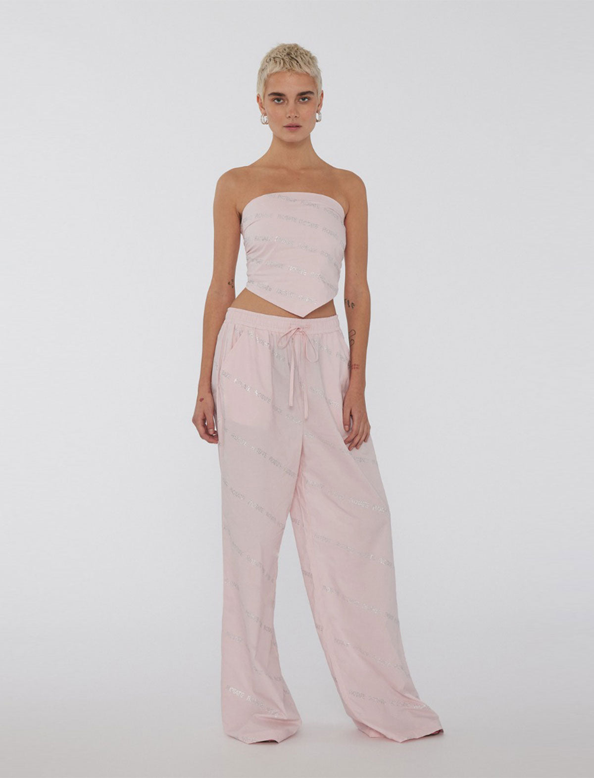ROTATE SUNDAY 6 Crystal-Embellished Pants in Ballet Slipper