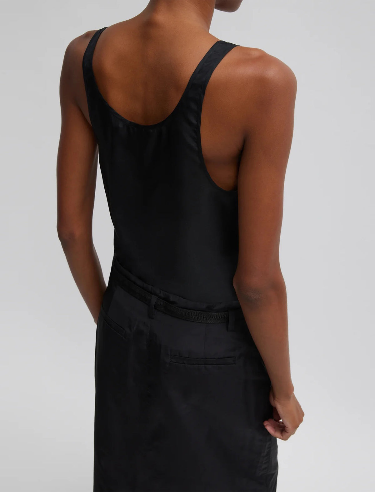 TIBI Silk Habutai Tank Top In Black