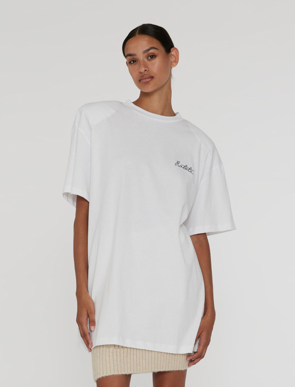 ROTATE BIRGER CHRISTENSEN Oversized Logo T-Shirt In Bright White