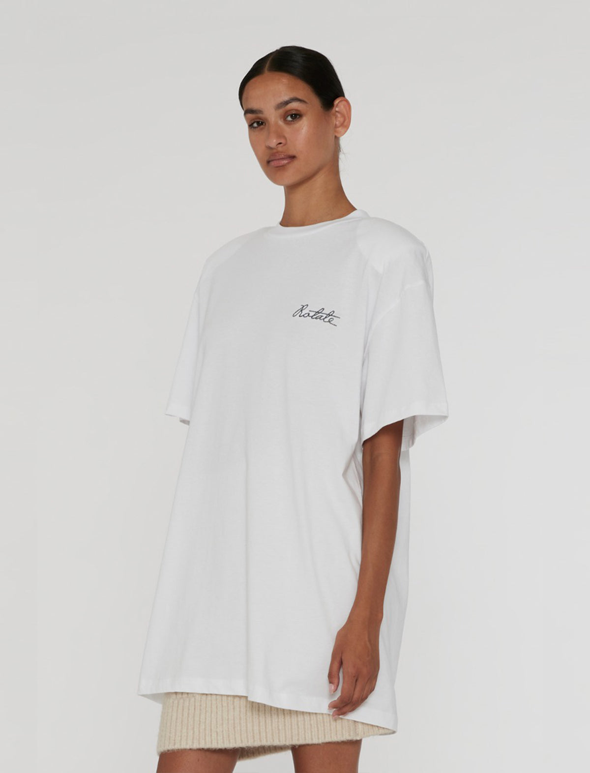 ROTATE BIRGER CHRISTENSEN Oversized Logo T-Shirt In Bright White