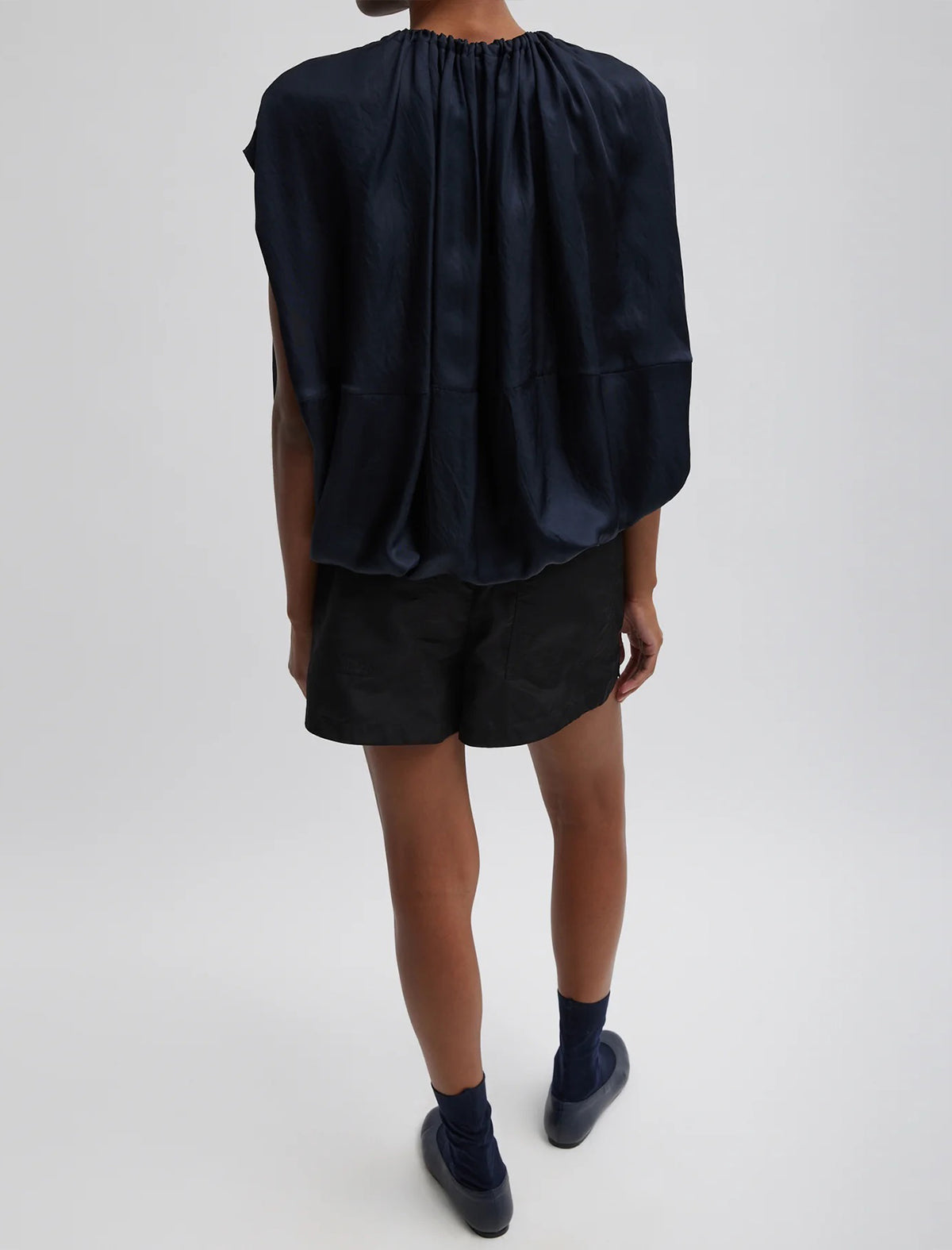 TIBI Silk Nylon Pull On Shorts In Black