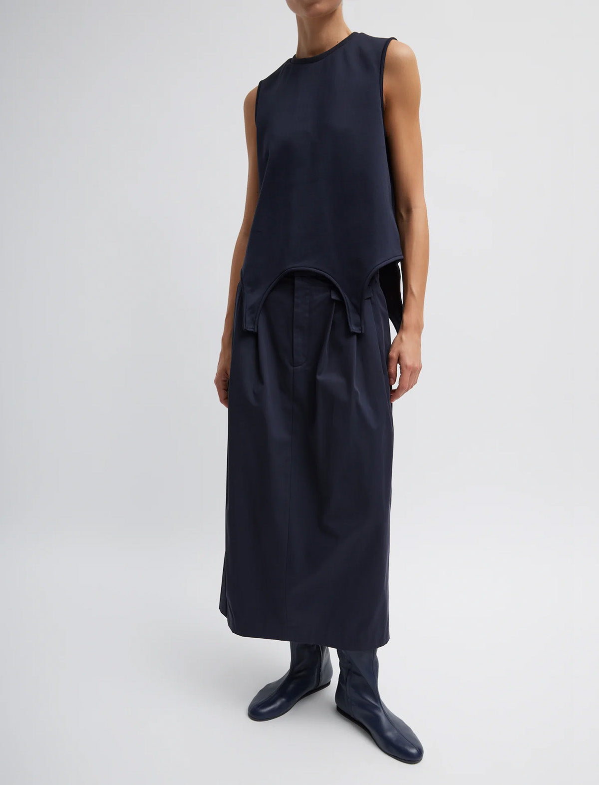 TIBI Active Knit Flip Tank in Navy