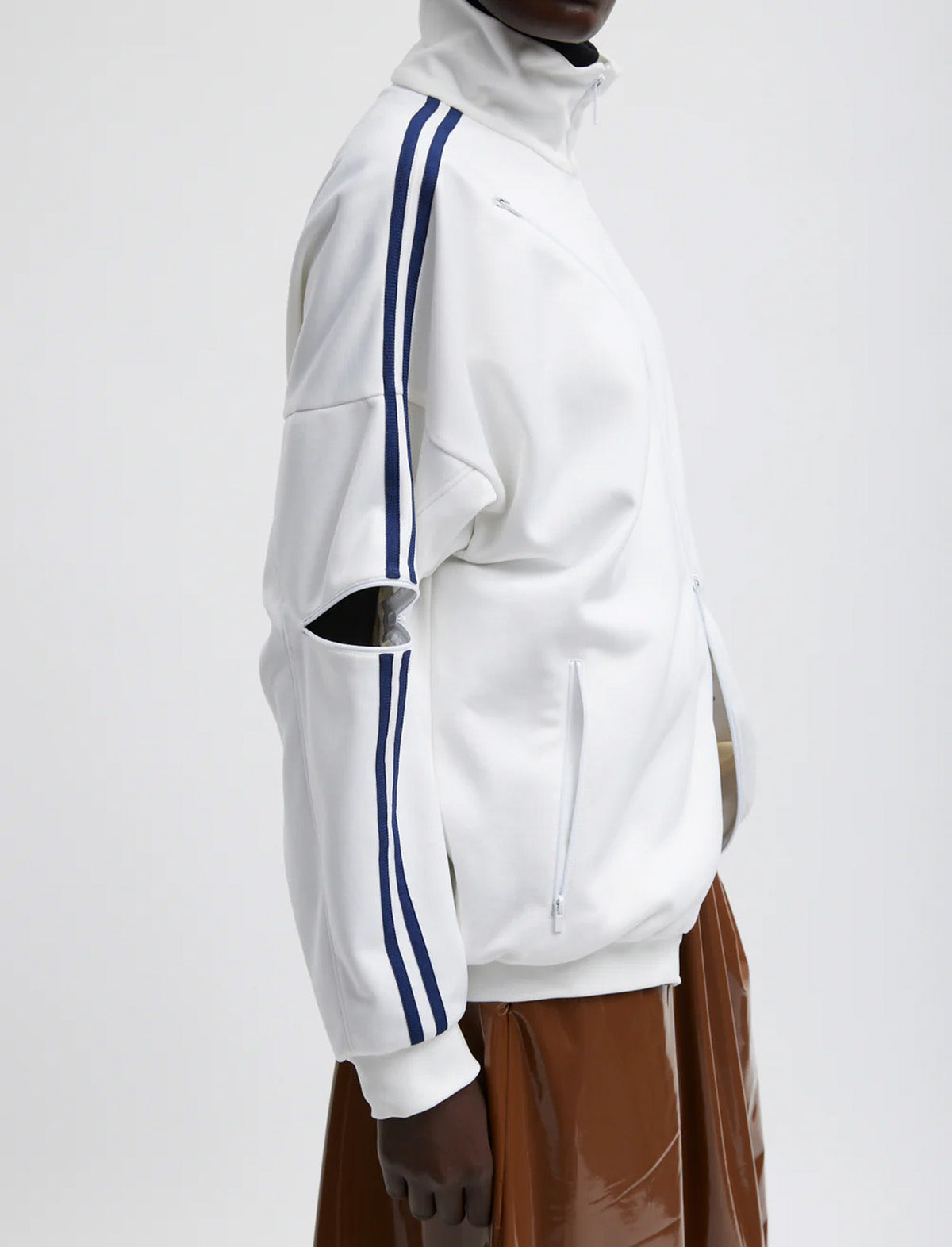 TIBI Active Knit Zipper Detailed Track Jacket in White