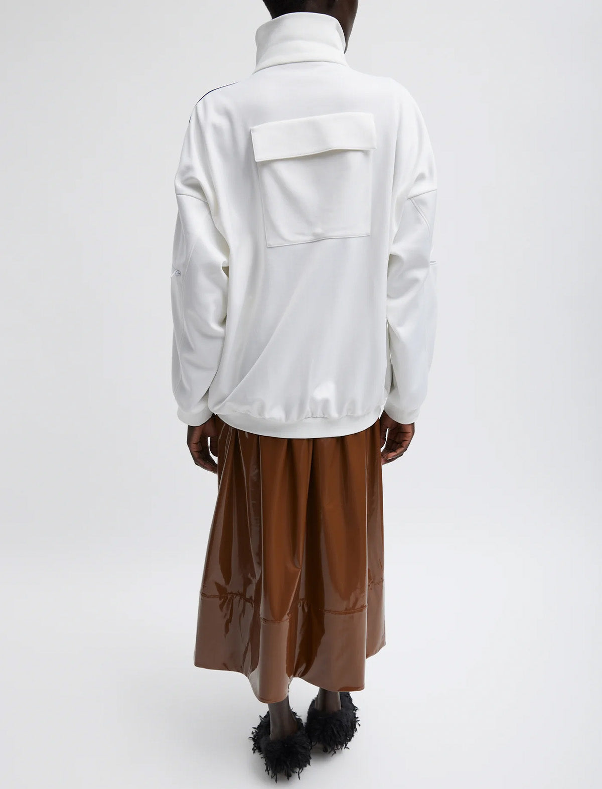 TIBI Active Knit Zipper Detailed Track Jacket in White