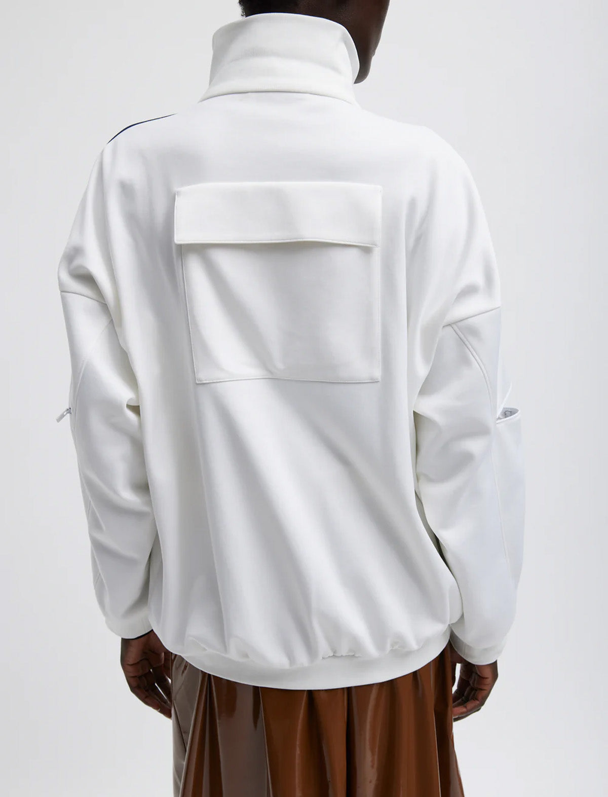 TIBI Active Knit Zipper Detailed Track Jacket in White