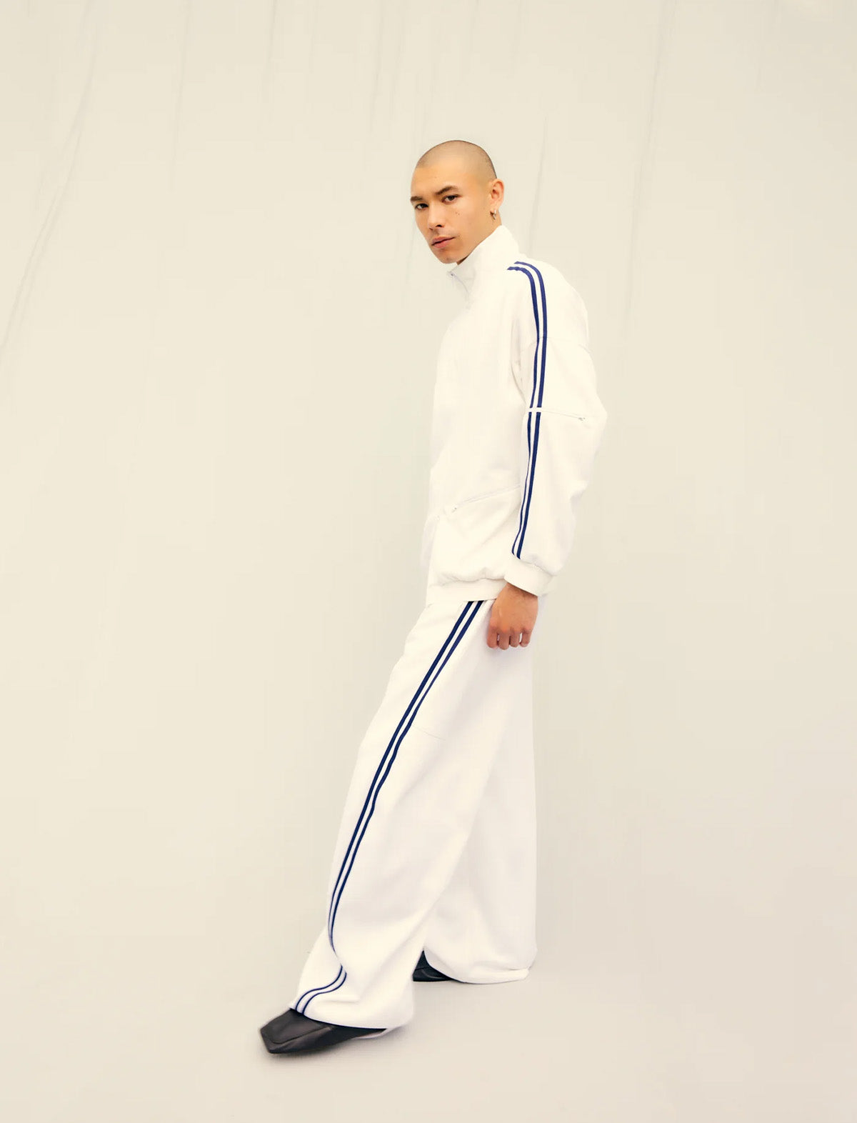TIBI Active Knit Zipper Detailed Track Jacket in White